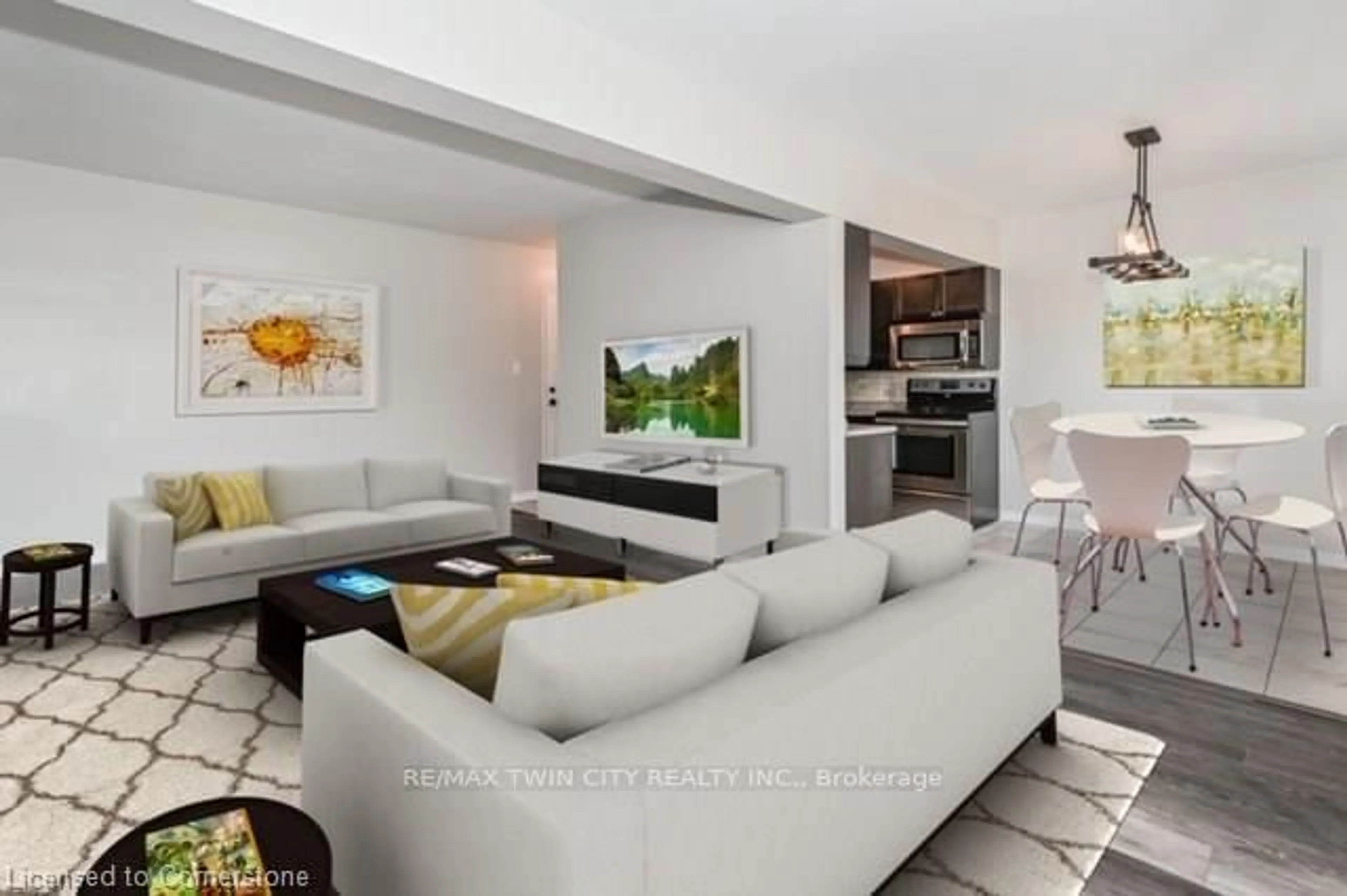 Living room with furniture, ceramic/tile floor for 283 Fairway Rd #101, Kitchener Ontario N2A 2P1