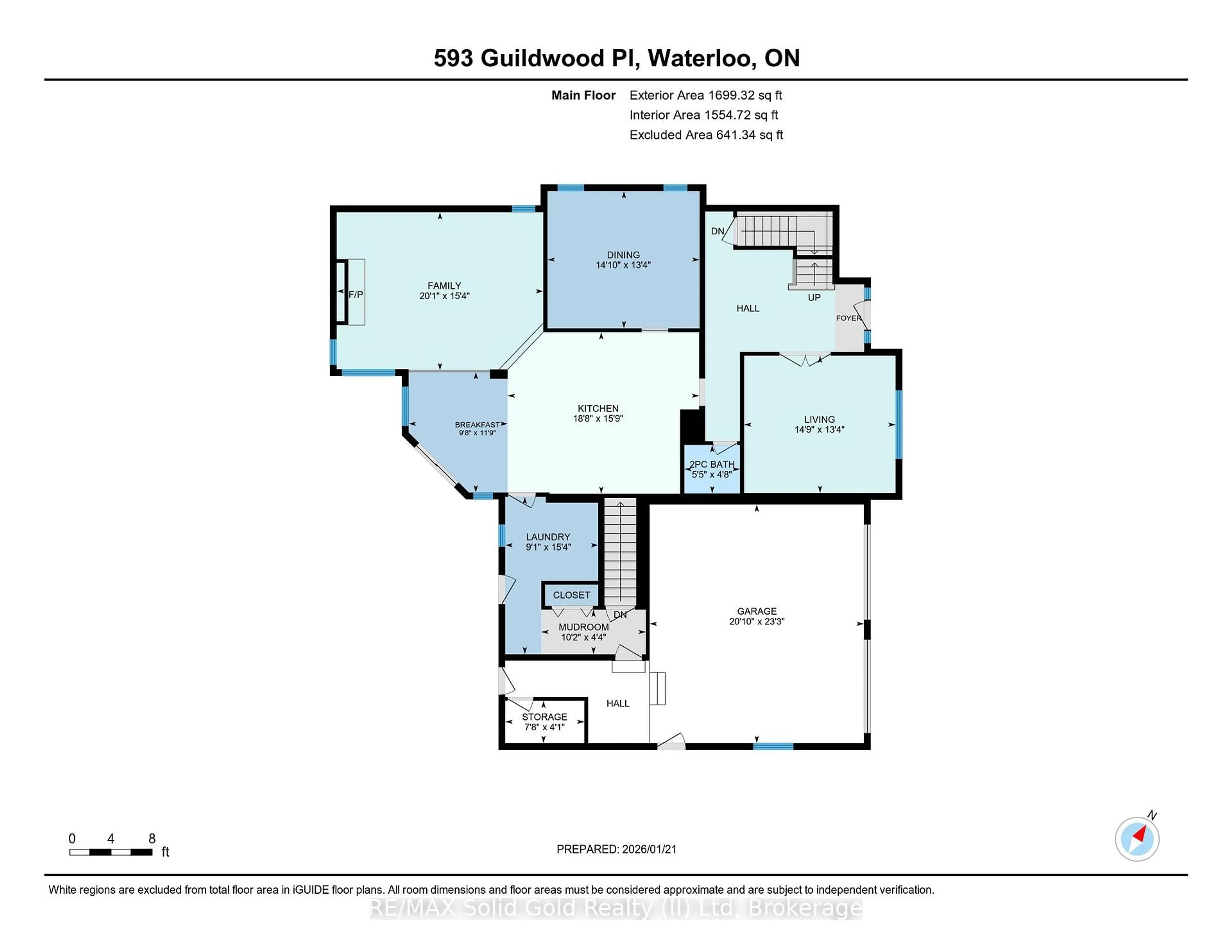 Floor plan for 593 Guildwood Pl, Waterloo Ontario N2K 3M3
