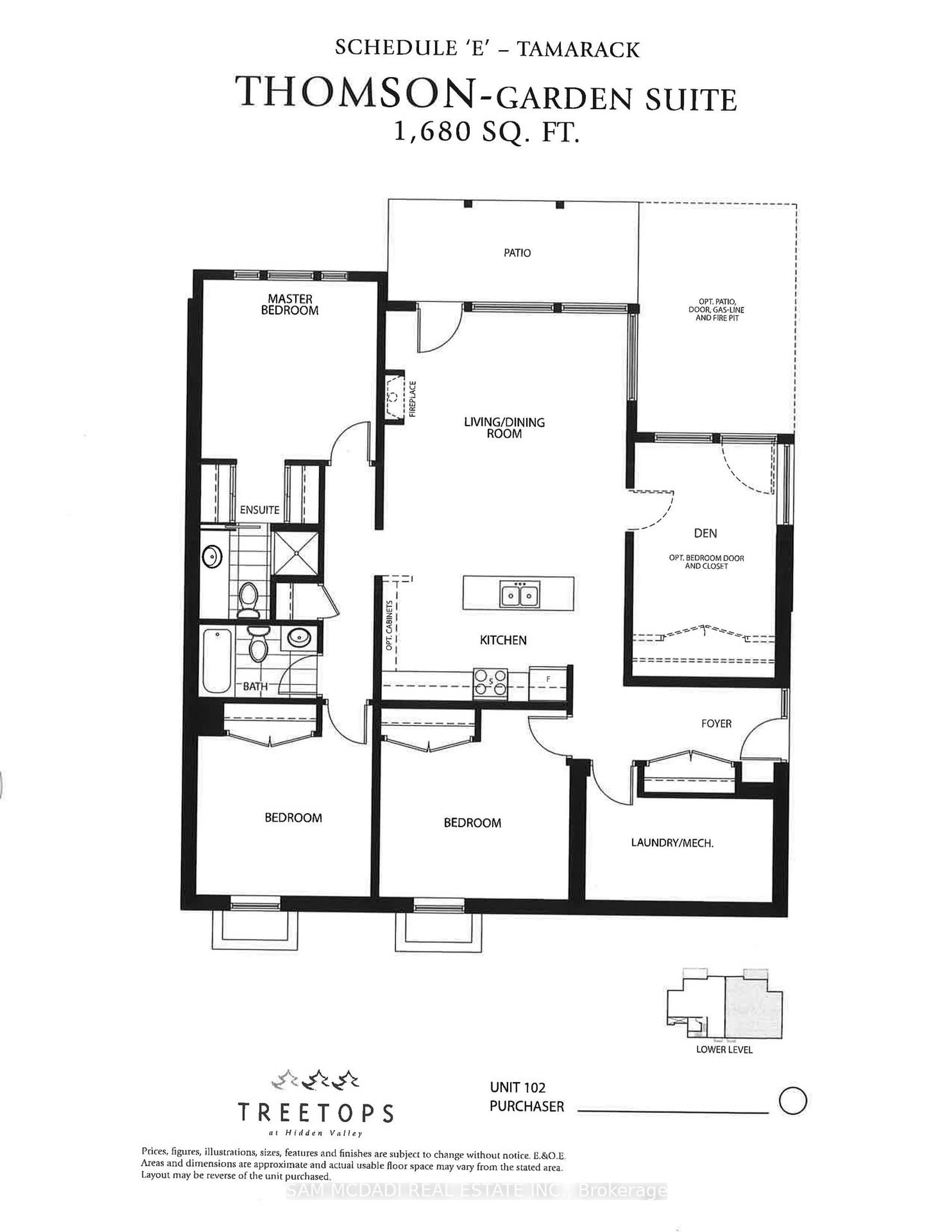 Floor plan for 2 Tree Tops Lane #102, Huntsville Ontario P1H 0B8