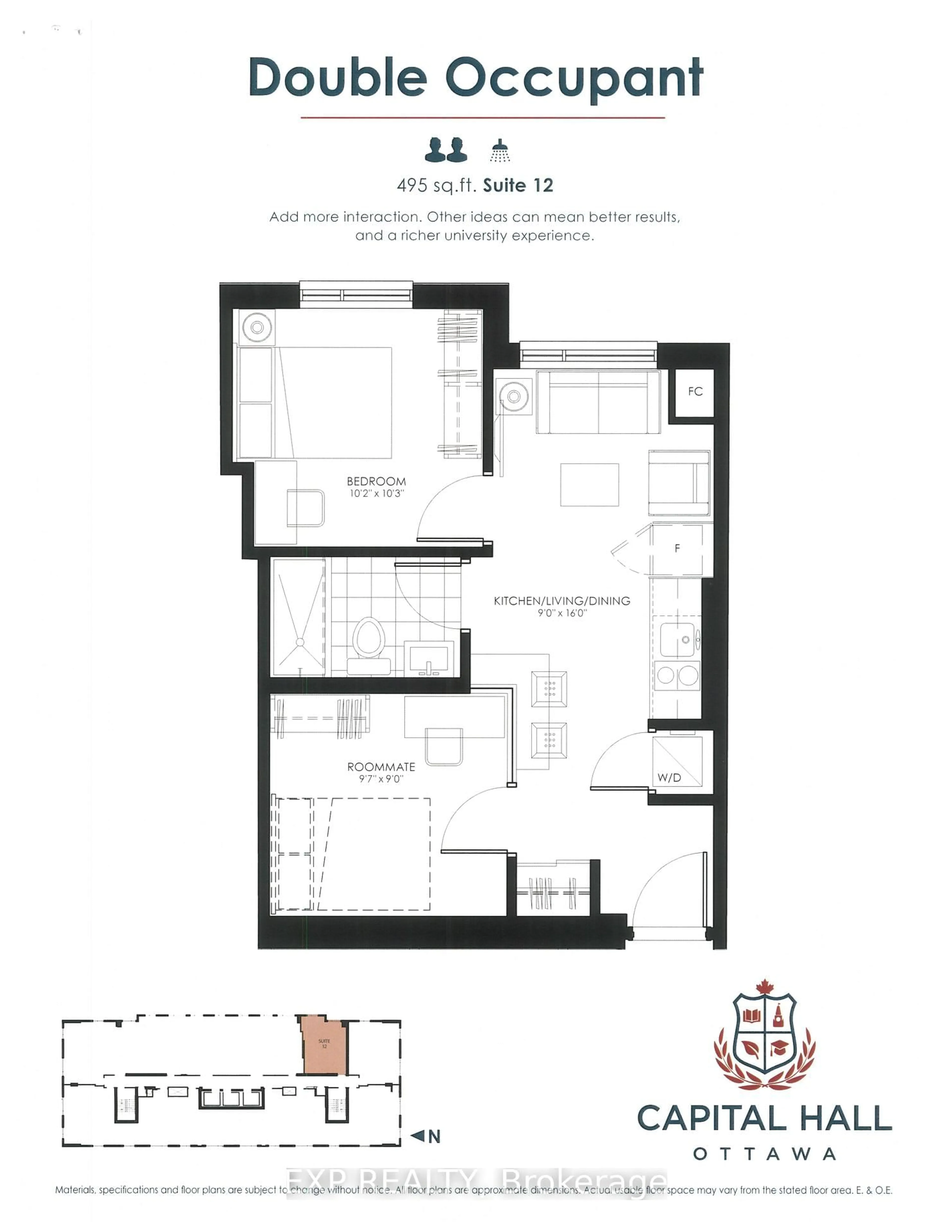Floor plan for 105 Champagne Ave #912, Ottawa Ontario K1S 5E5