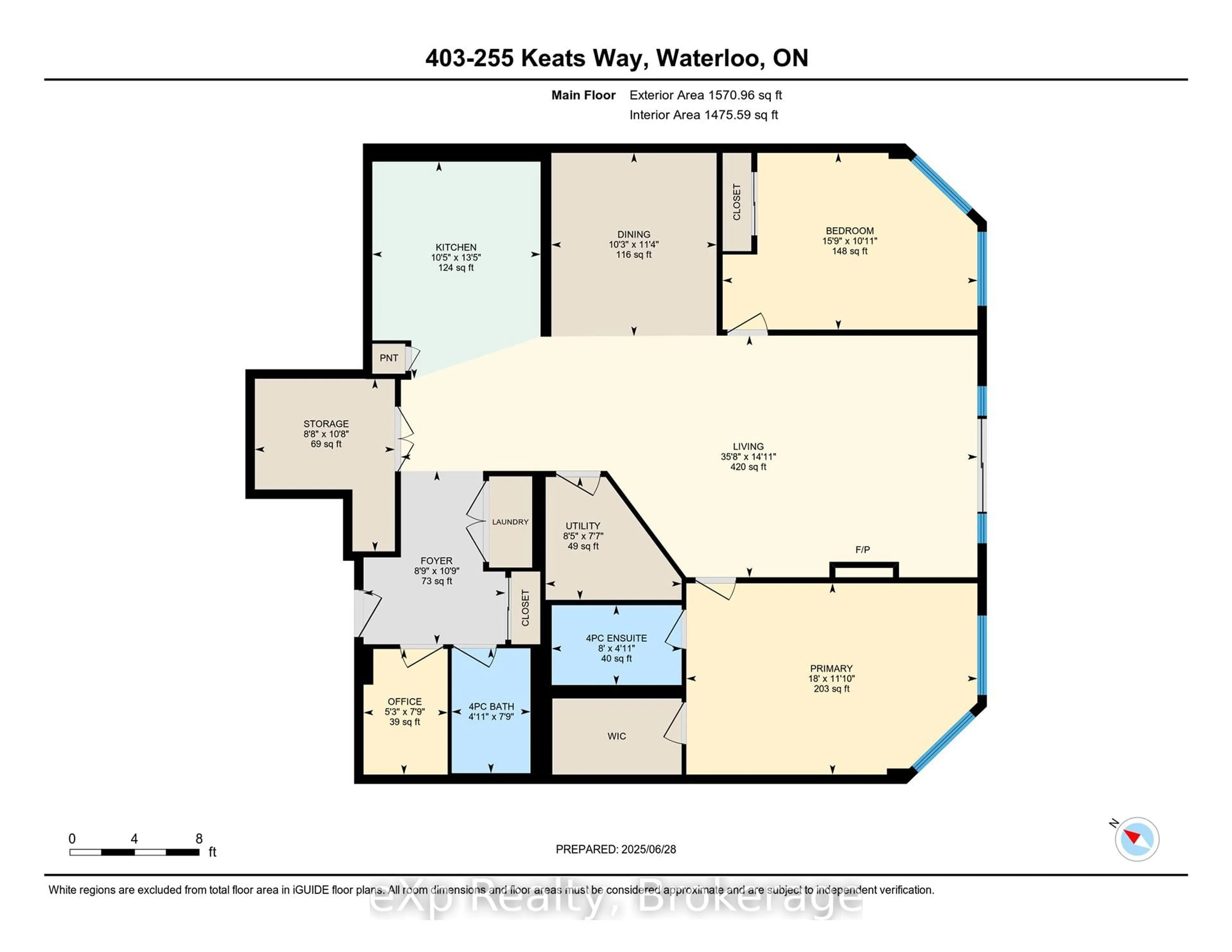 Floor plan for 255 Keats Way #403, Waterloo Ontario N2L 6N6