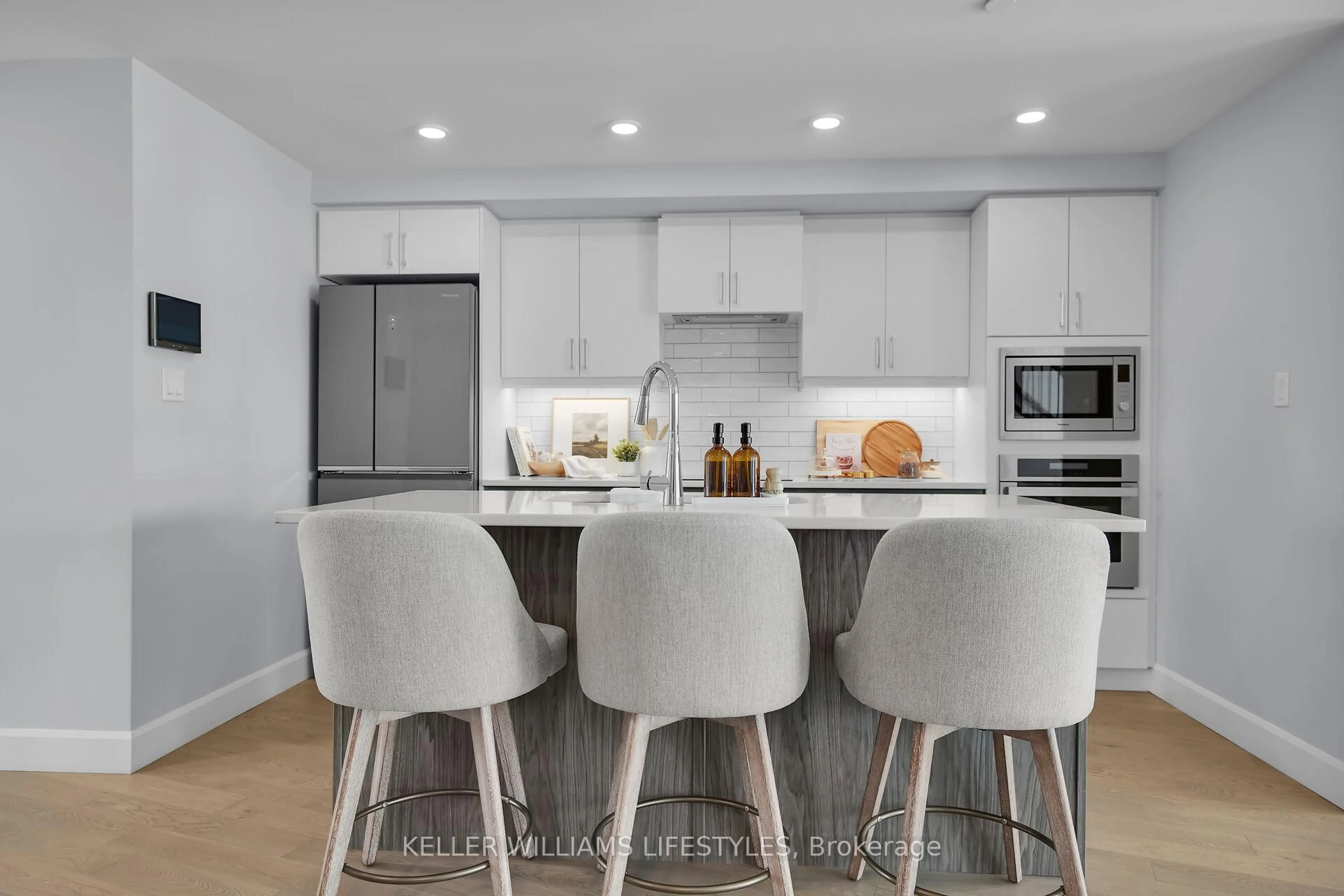 Open concept kitchen, ceramic/tile floor for 2062 Lumen Dr #A120, London South Ontario N6K 0L3