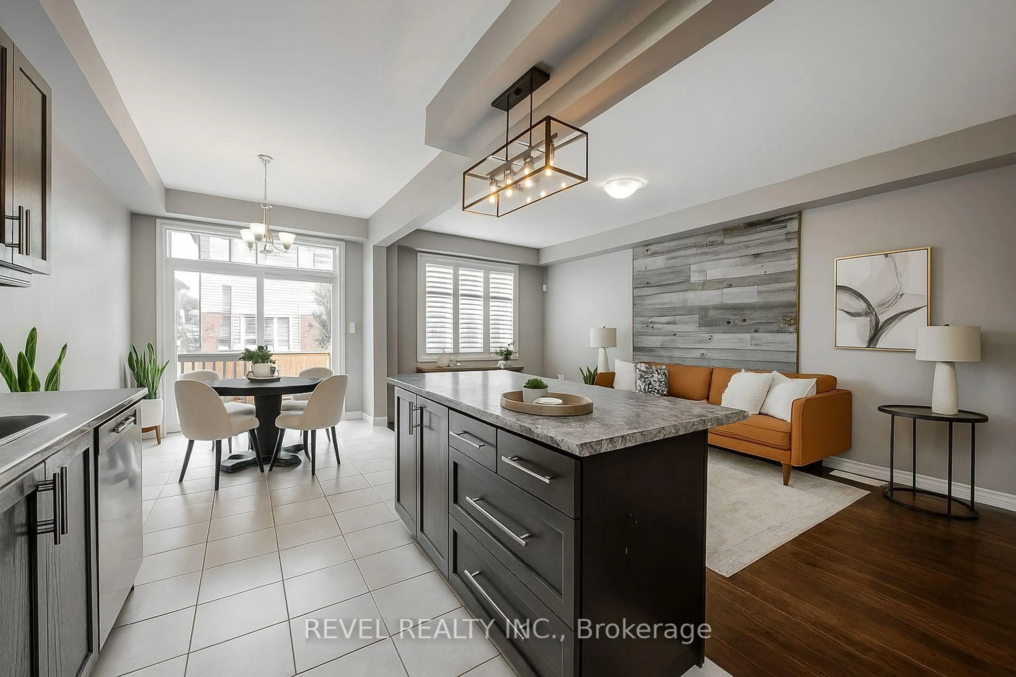 Open concept kitchen, ceramic/tile floor for 247 Festival Way #22, Hamilton Ontario L0R 1C0