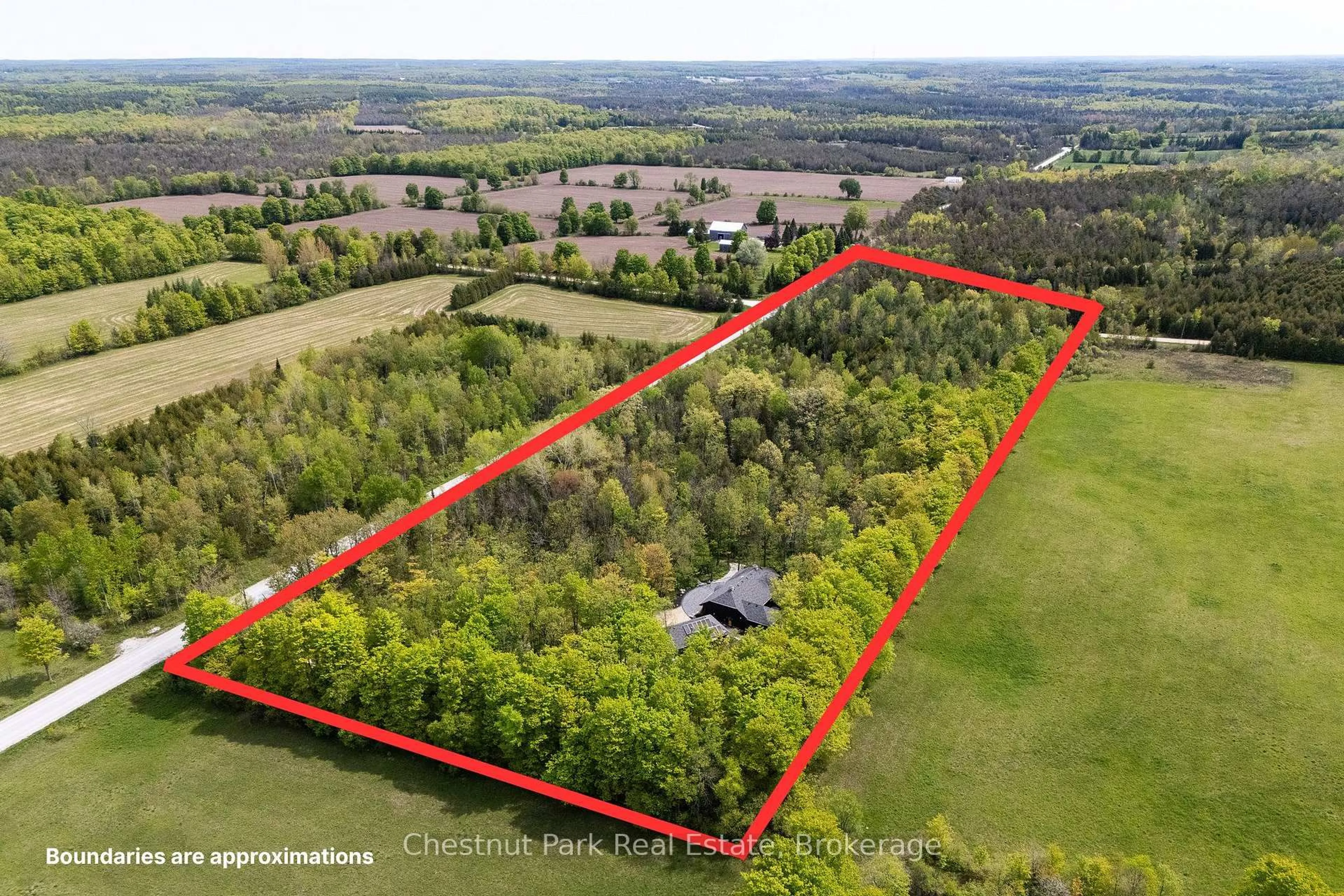 A pic from outside/outdoor area/front of a property/back of a property/a pic from drone, forest/trees view for 583724 Sideroad 60, Chatsworth Ontario N0H 1R0