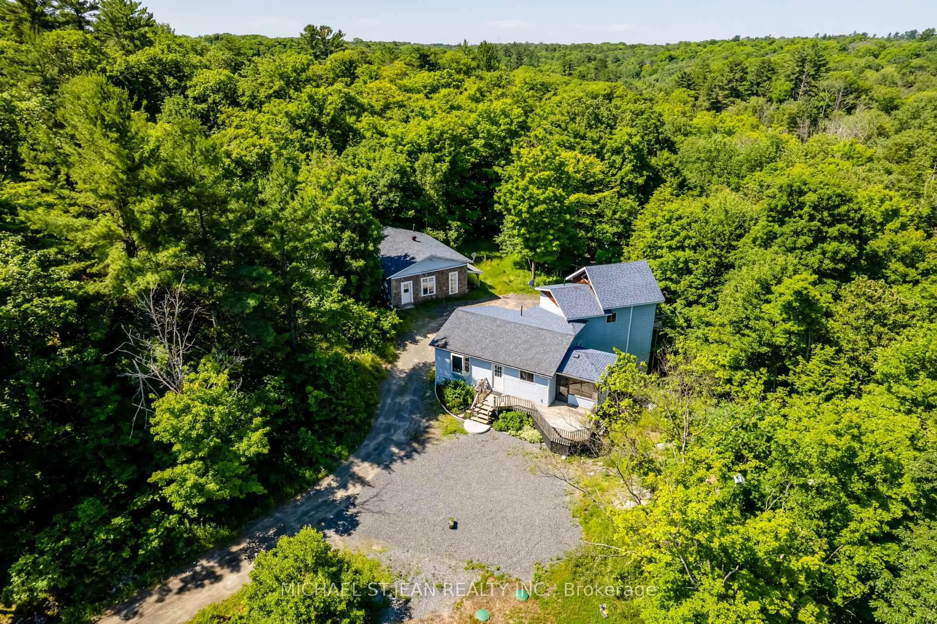 A pic from outside/outdoor area/front of a property/back of a property/a pic from drone, unknown for 3 Rankin Lk Rd, Seguin Ontario P2A 0B2