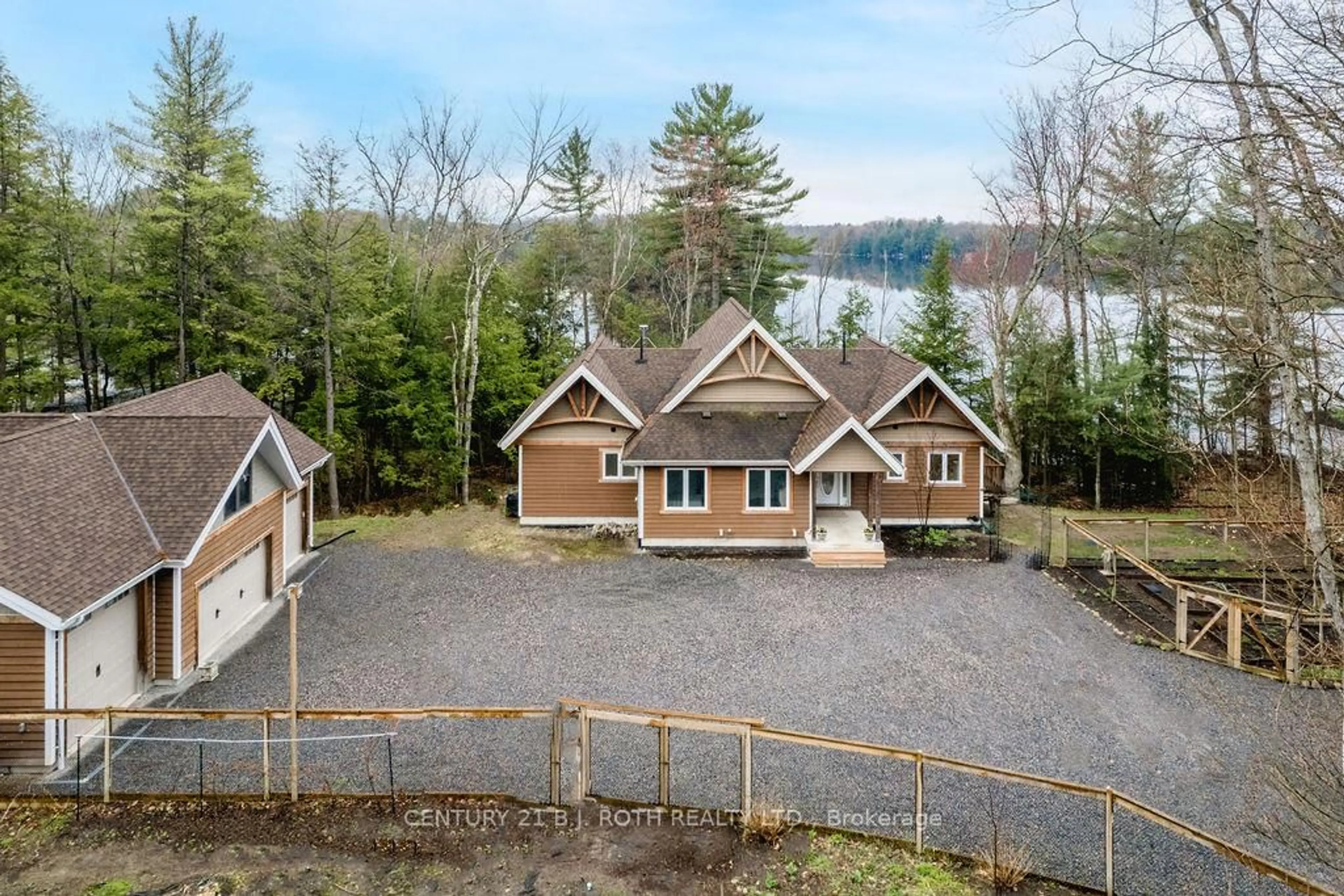 A pic from outside/outdoor area/front of a property/back of a property/a pic from drone, water/lake/river/ocean view for 3-1058 Whites Rd, Muskoka Lakes Ontario P0B 1J0