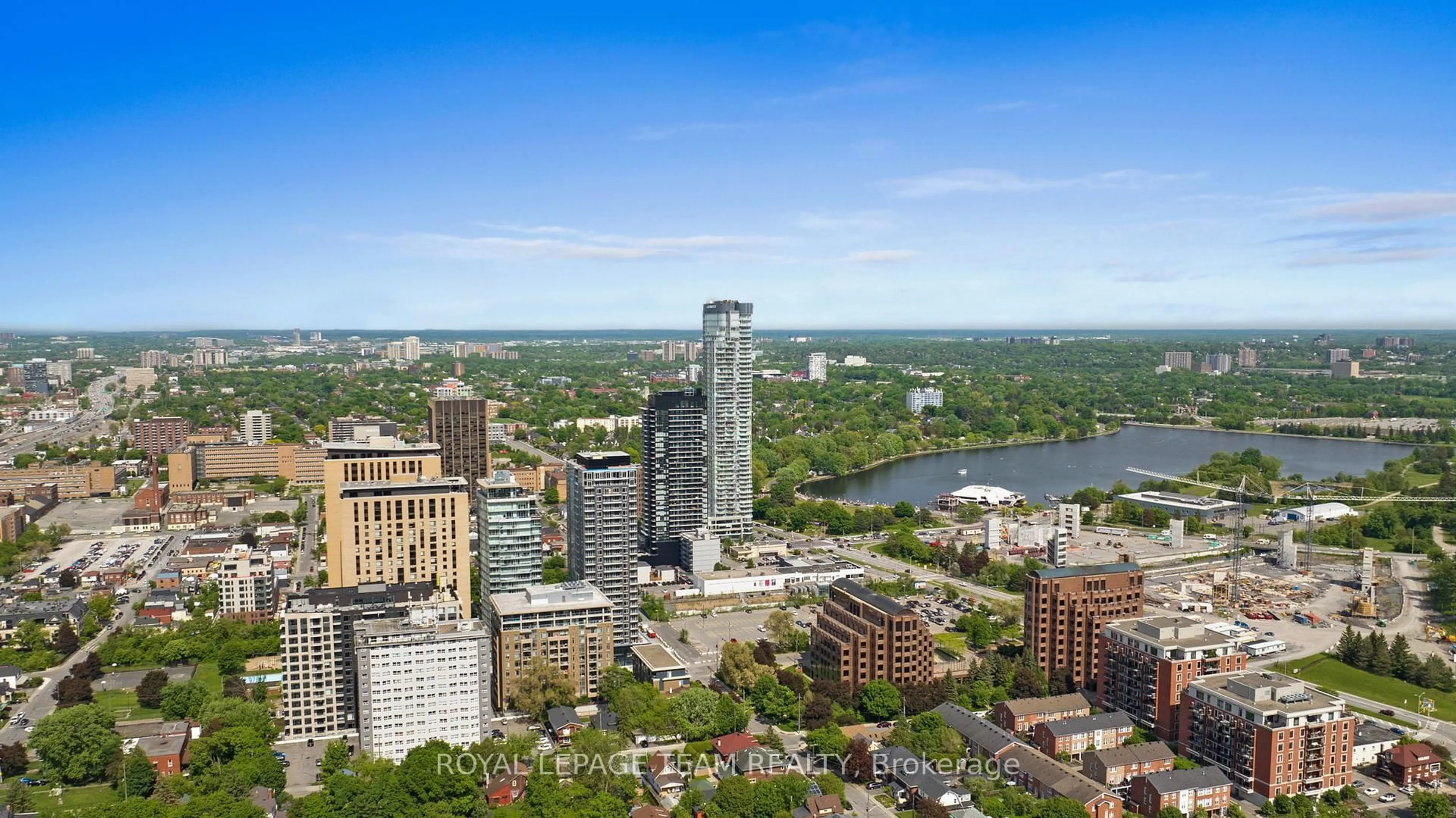 A pic from outside/outdoor area/front of a property/back of a property/a pic from drone, city buildings view from balcony for 805 Carling Ave #906, Ottawa Ontario K1S 5W9