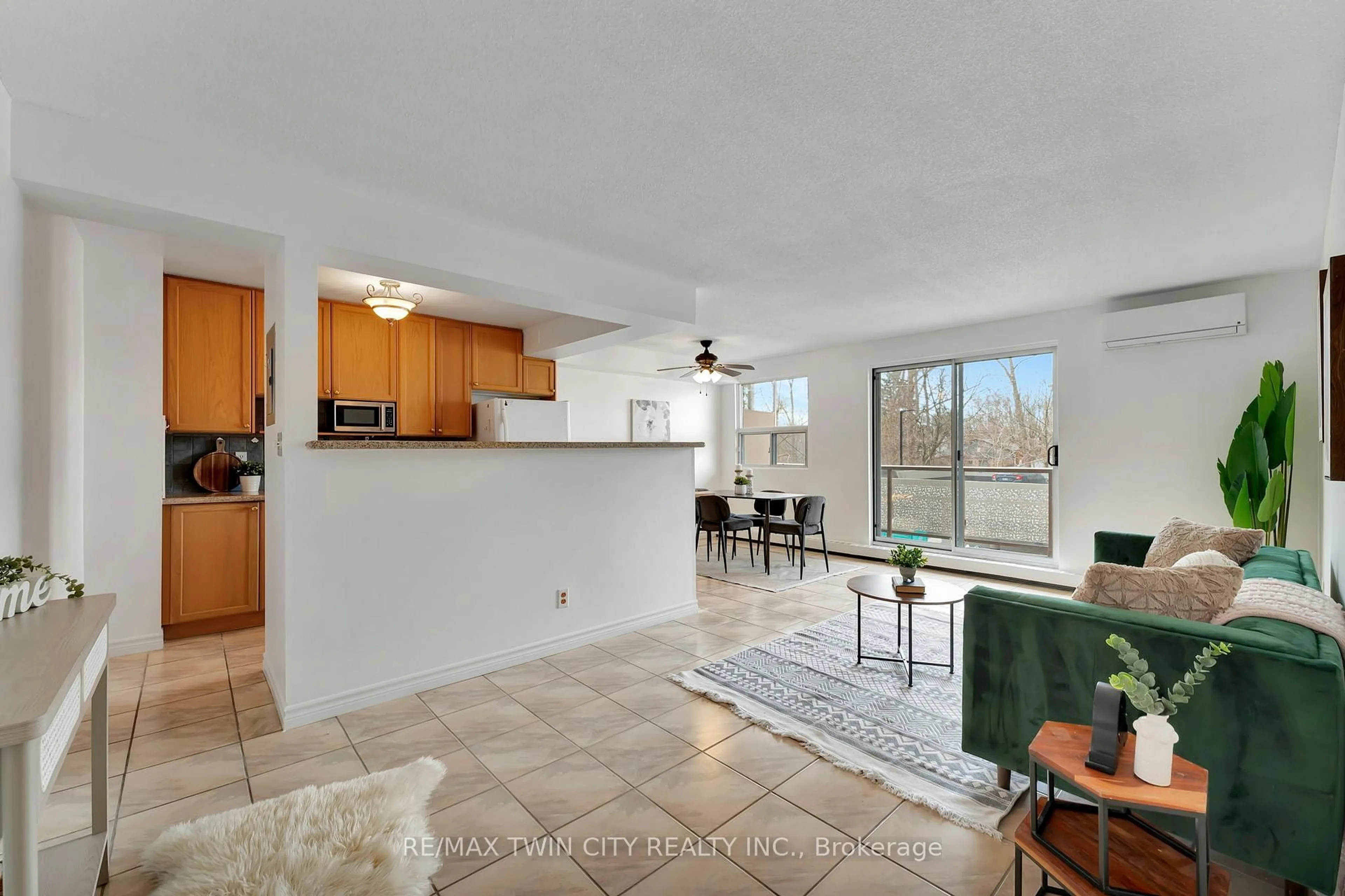 Open concept kitchen, ceramic/tile floor for 793 Colborne St #207, Brantford Ontario N3S 7J3