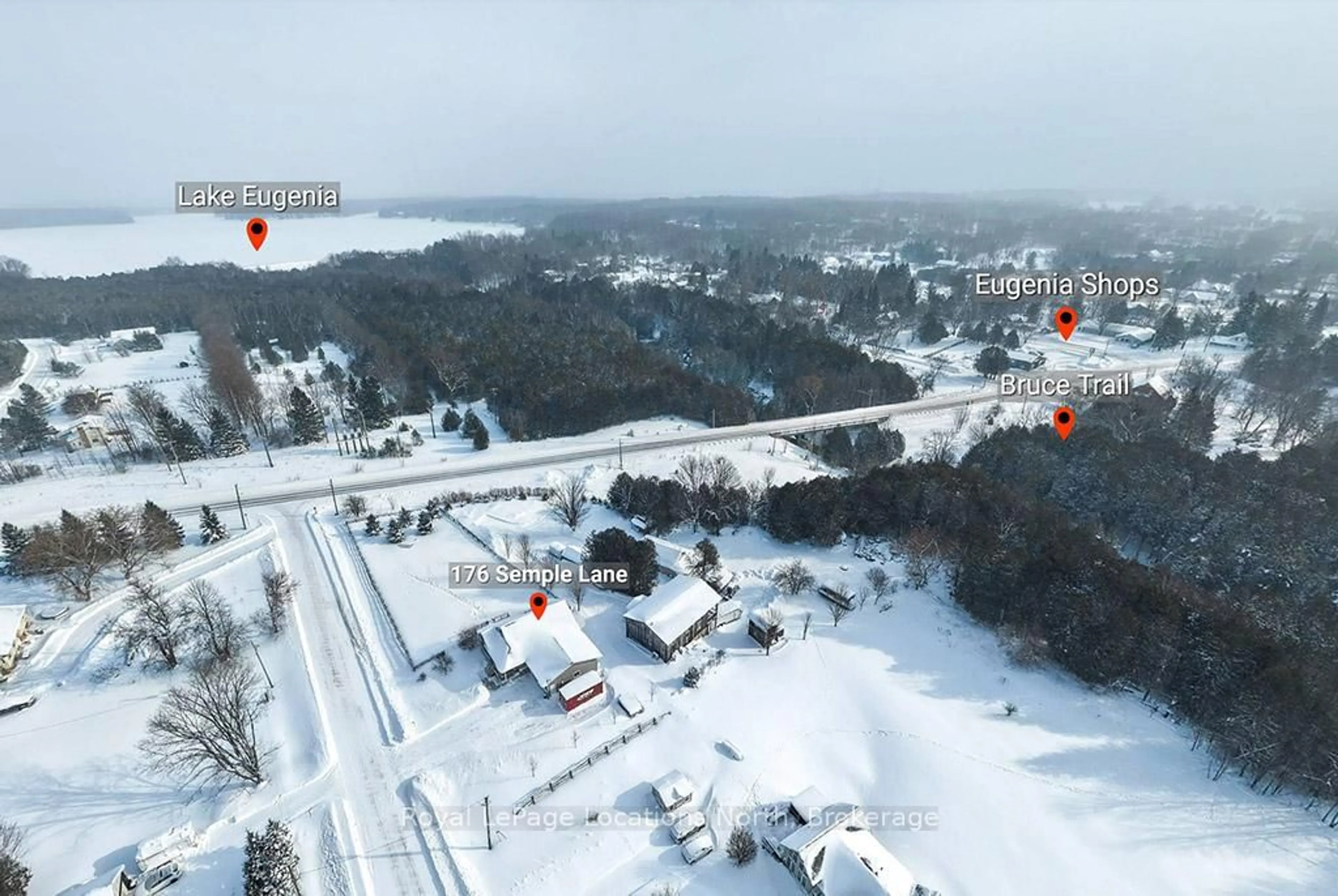 A pic from outside/outdoor area/front of a property/back of a property/a pic from drone, street for 176 Semple Lane, Grey Highlands Ontario N0C 1E0