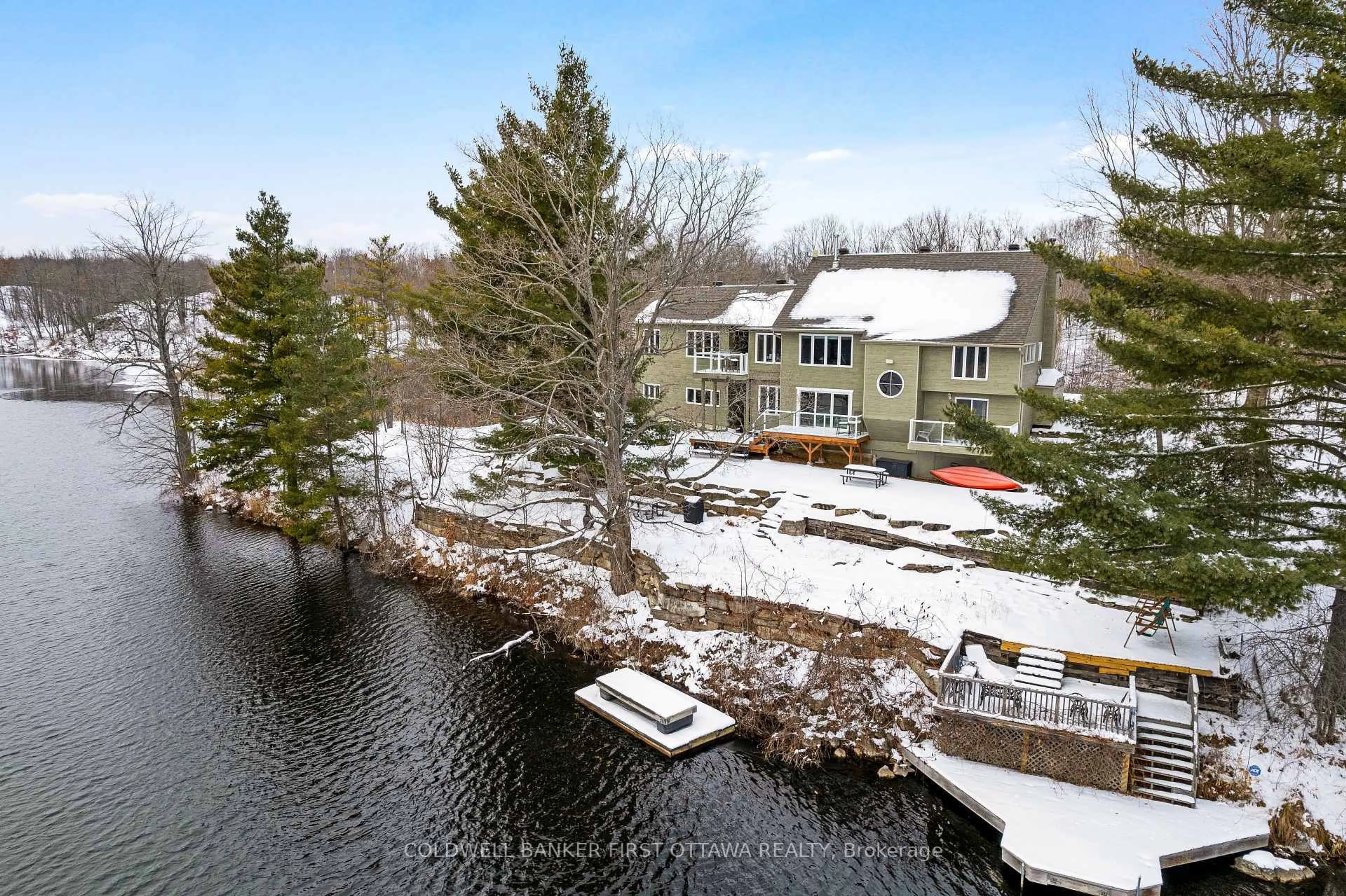 A pic from outside/outdoor area/front of a property/back of a property/a pic from drone, water/lake/river/ocean view for 100 NAGLE Way, Perth Ontario K7H 3C5