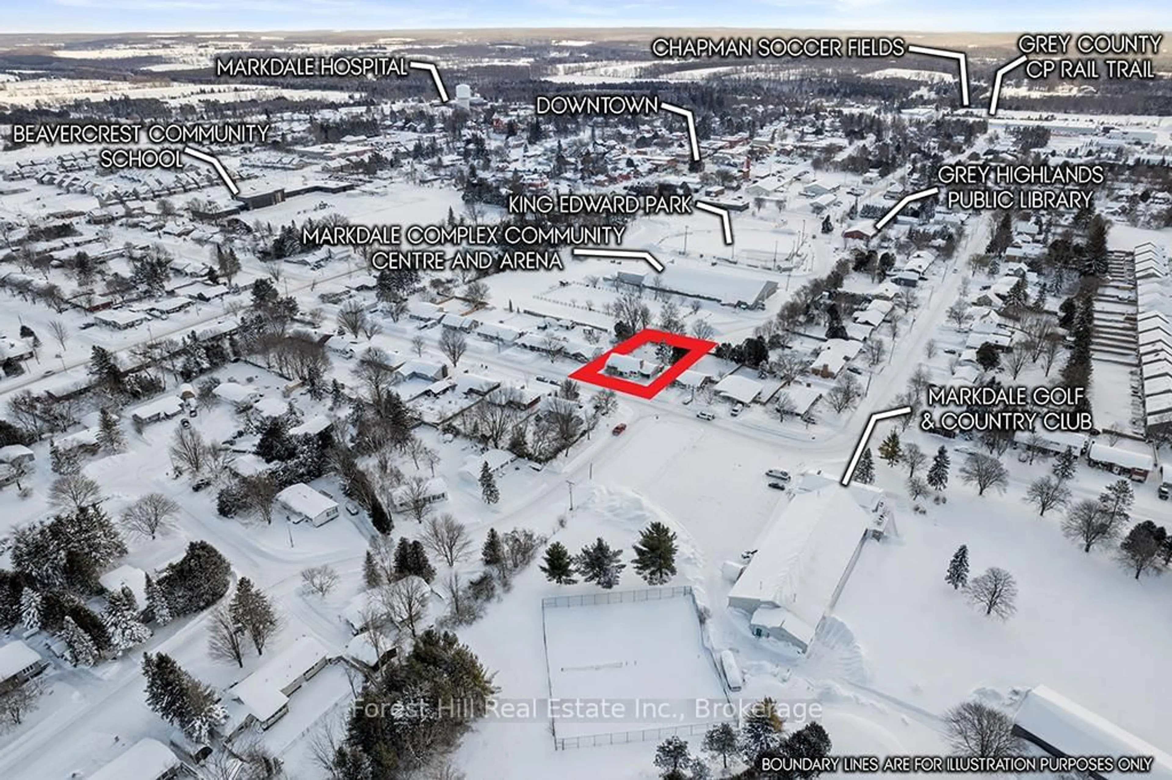 A pic from outside/outdoor area/front of a property/back of a property/a pic from drone, street for 58 Edith Ave, Grey Highlands Ontario N0C 1H0