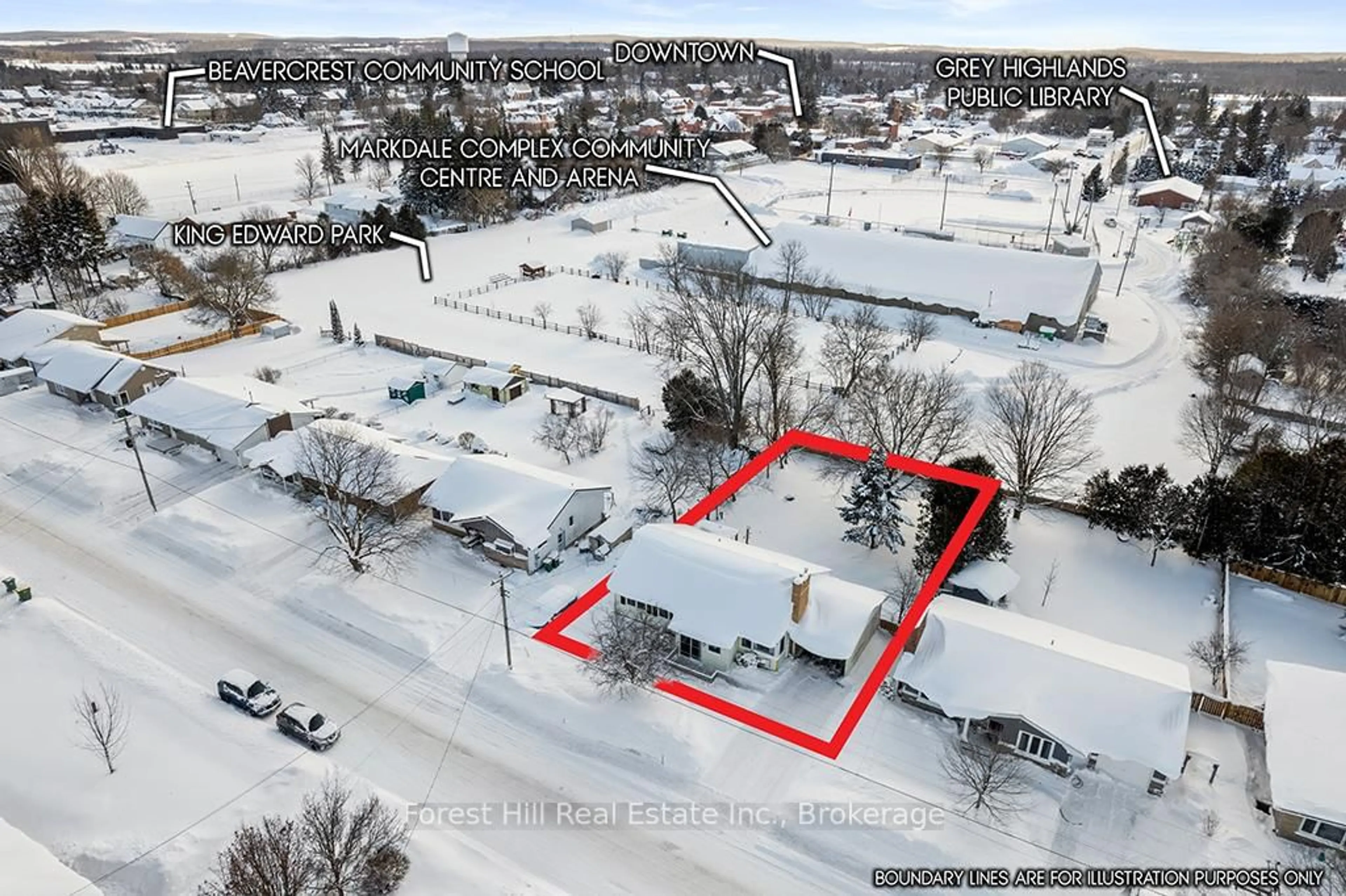 A pic from outside/outdoor area/front of a property/back of a property/a pic from drone, street for 58 Edith Ave, Grey Highlands Ontario N0C 1H0