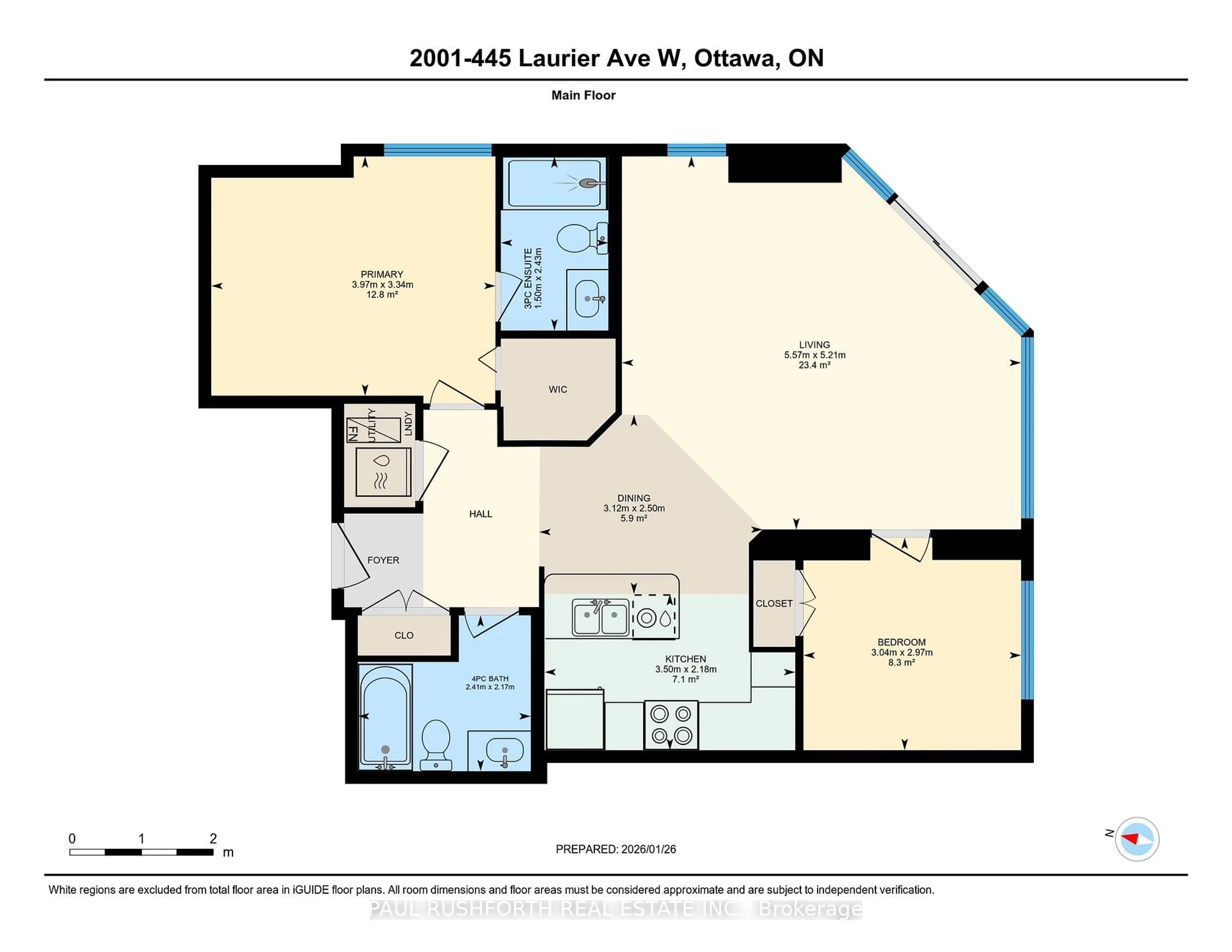 Floor plan for 445 Laurier Ave #2001, Ottawa Ontario K1R 0A2