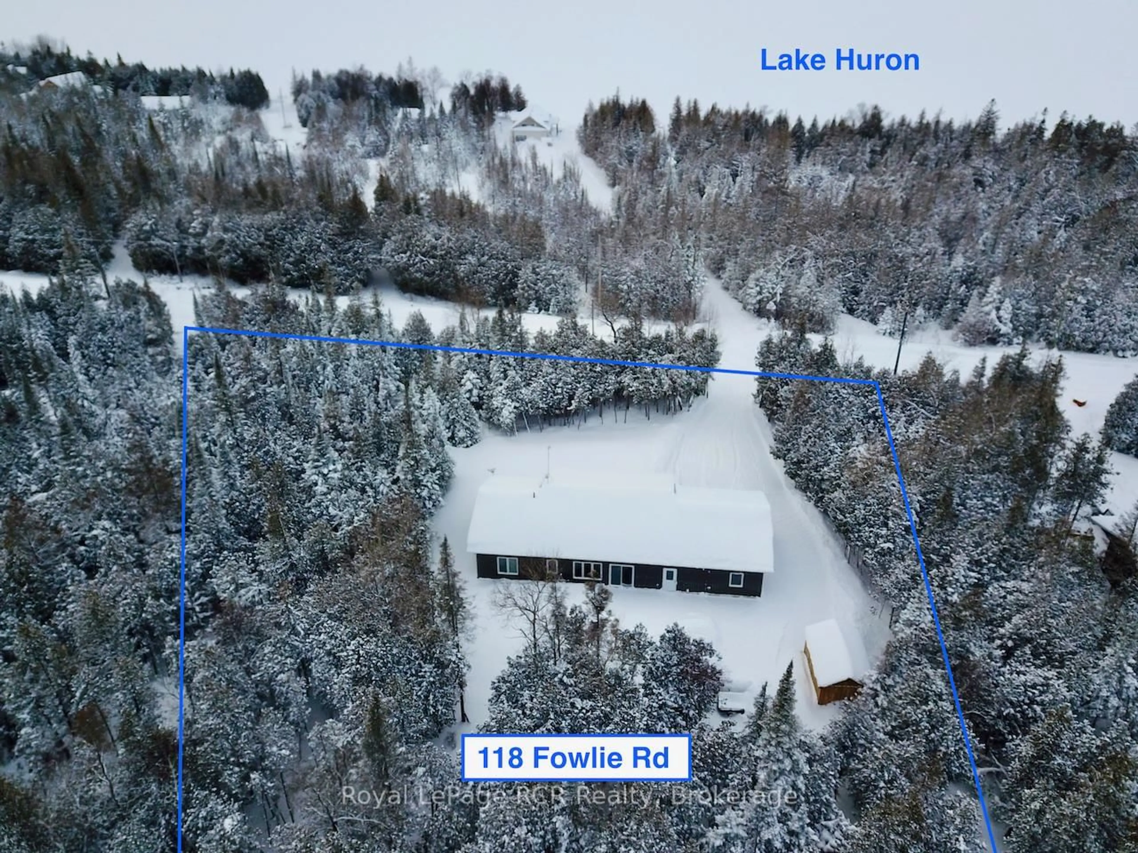 A pic from outside/outdoor area/front of a property/back of a property/a pic from drone, water/lake/river/ocean view for 118 Fowlie Rd, Northern Bruce Peninsula Ontario N0H 1W0