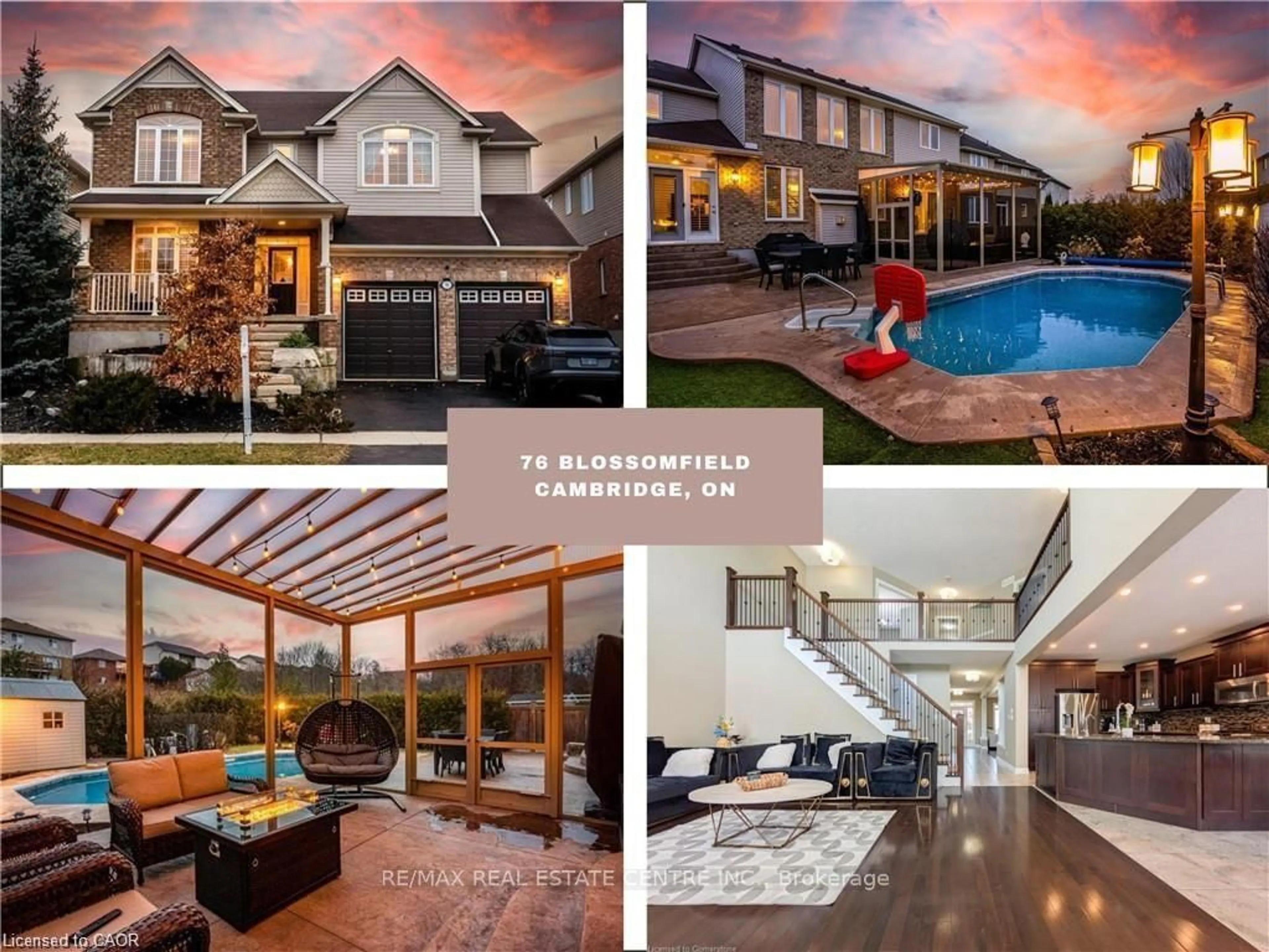 A pic from outside/outdoor area/front of a property/back of a property/a pic from drone, street for 76 Blossomfield Cres, Cambridge Ontario N1S 0A5