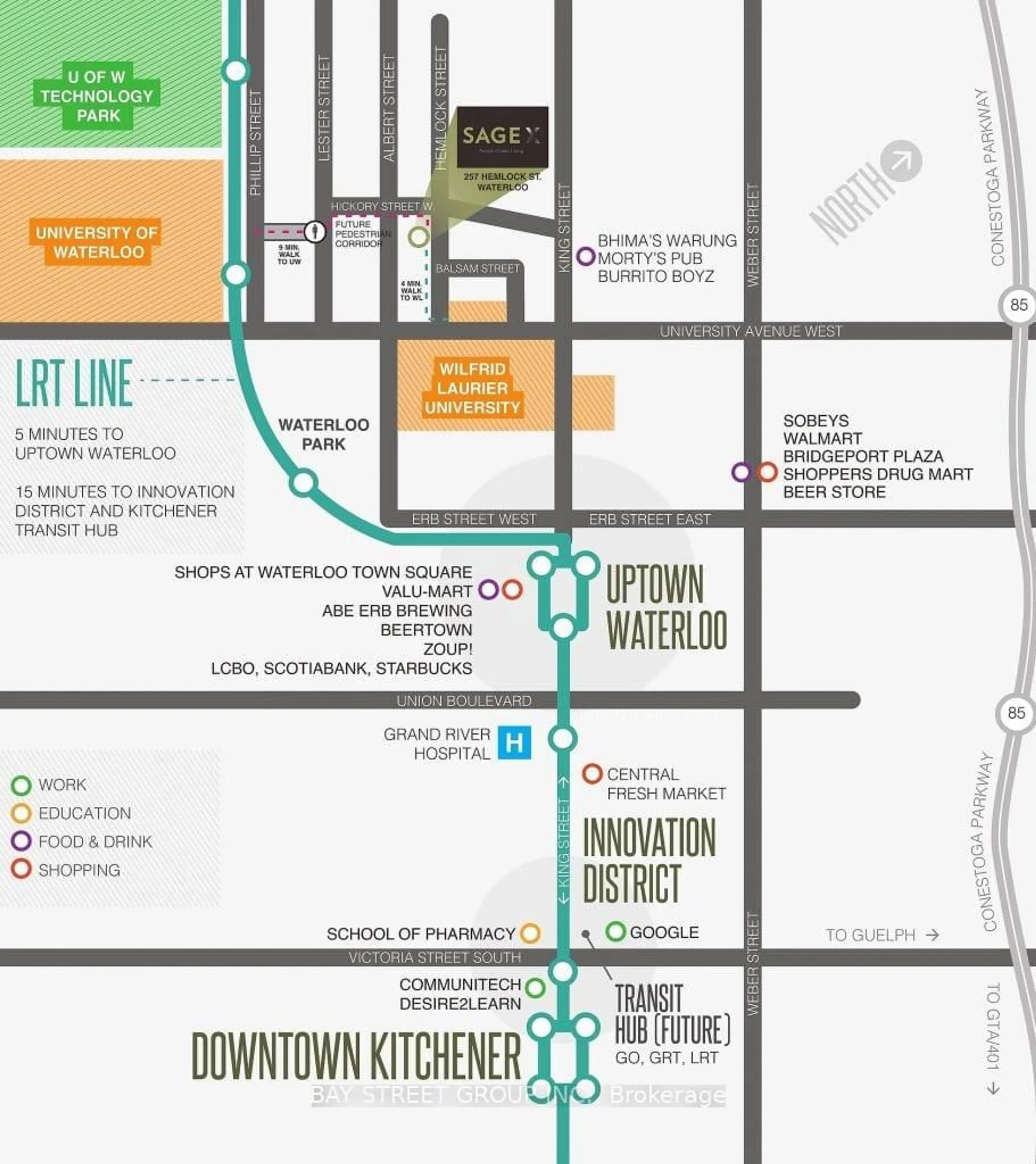 Picture of a map for 257 Hemlock St #305, Waterloo Ontario N2L 3R4