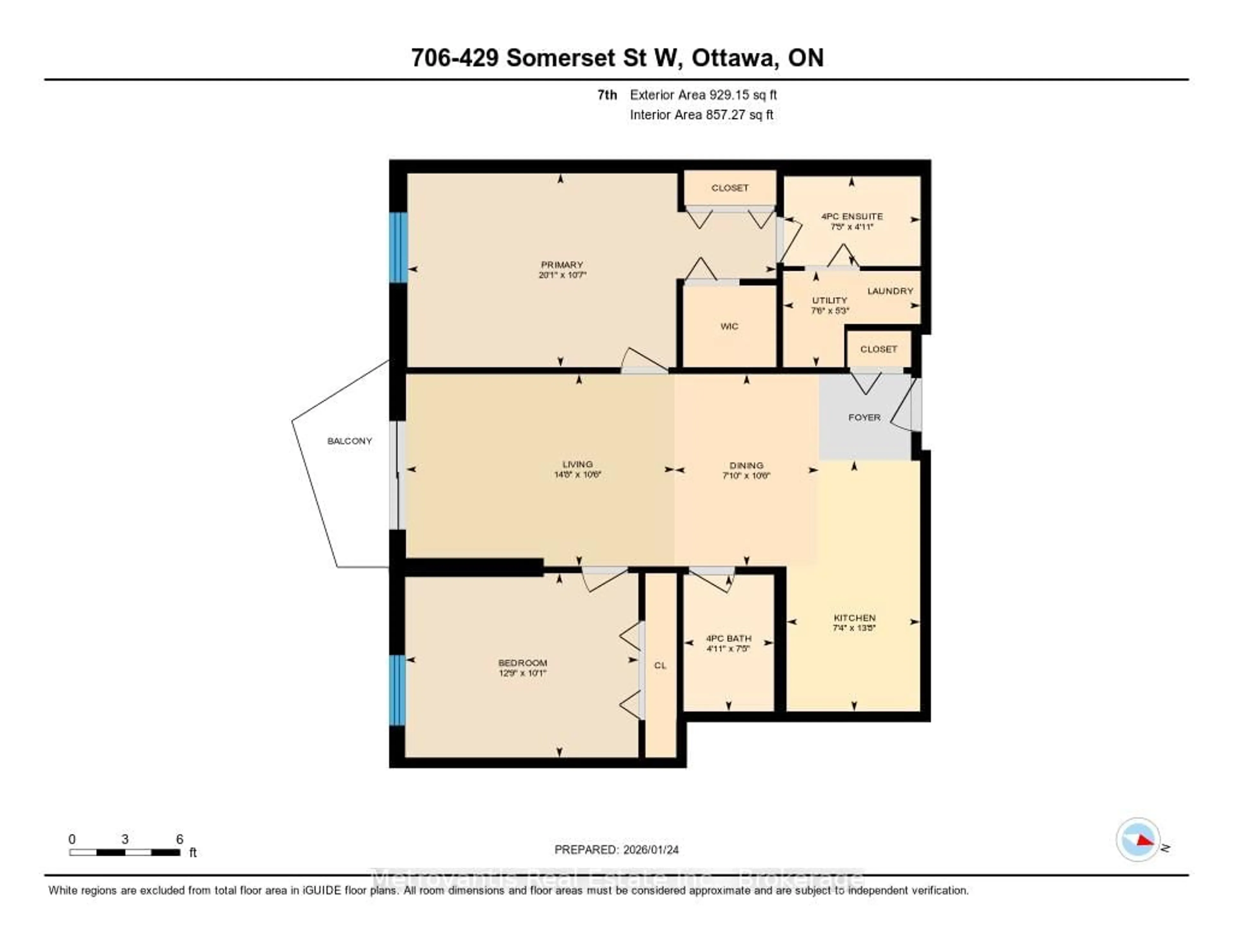 Floor plan for 429 Somerset St #706, Ottawa Ontario K2P 2P5