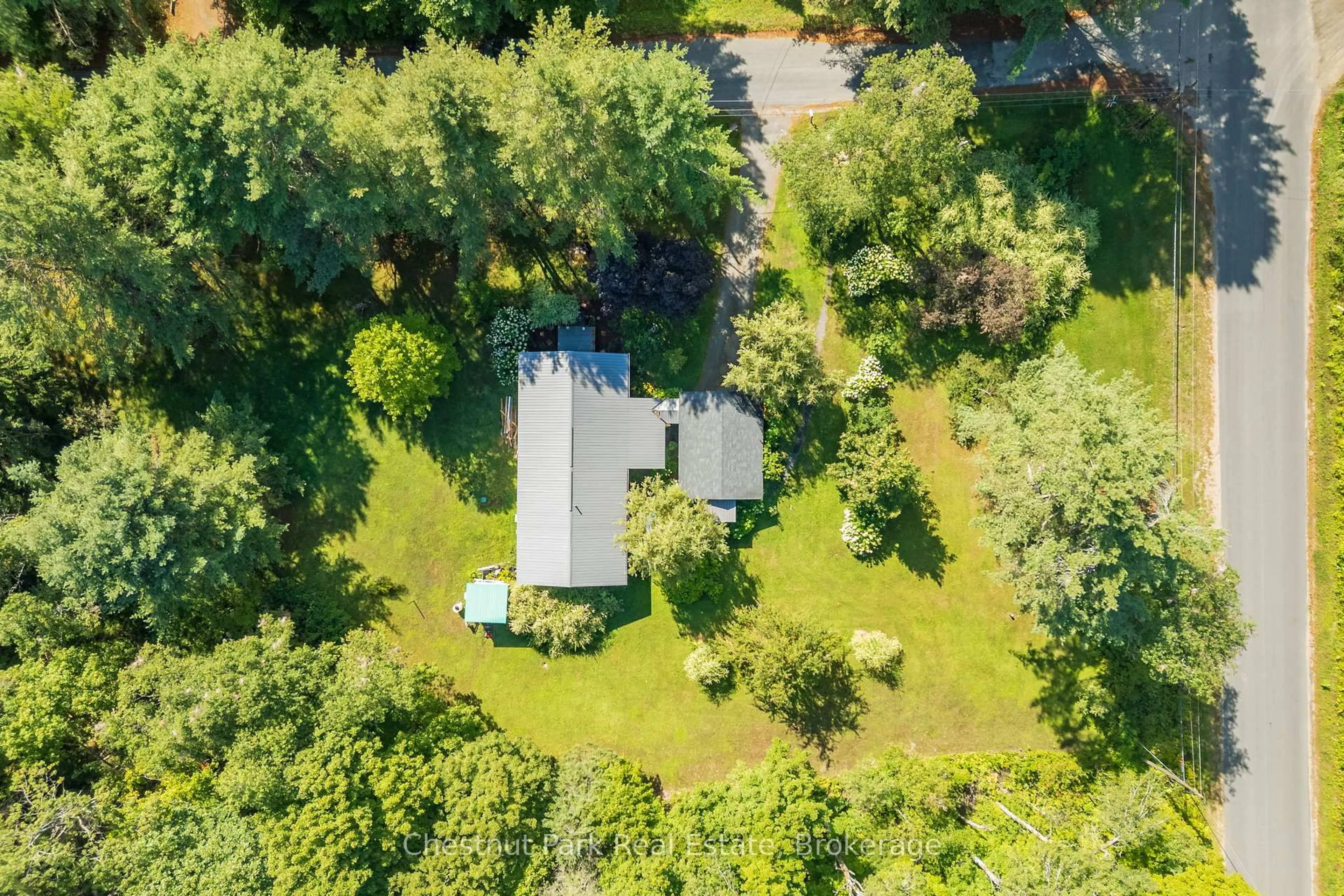 A pic from outside/outdoor area/front of a property/back of a property/a pic from drone, forest/trees view for 1047 Naismith Rd, Bracebridge Ontario P1L 1X4