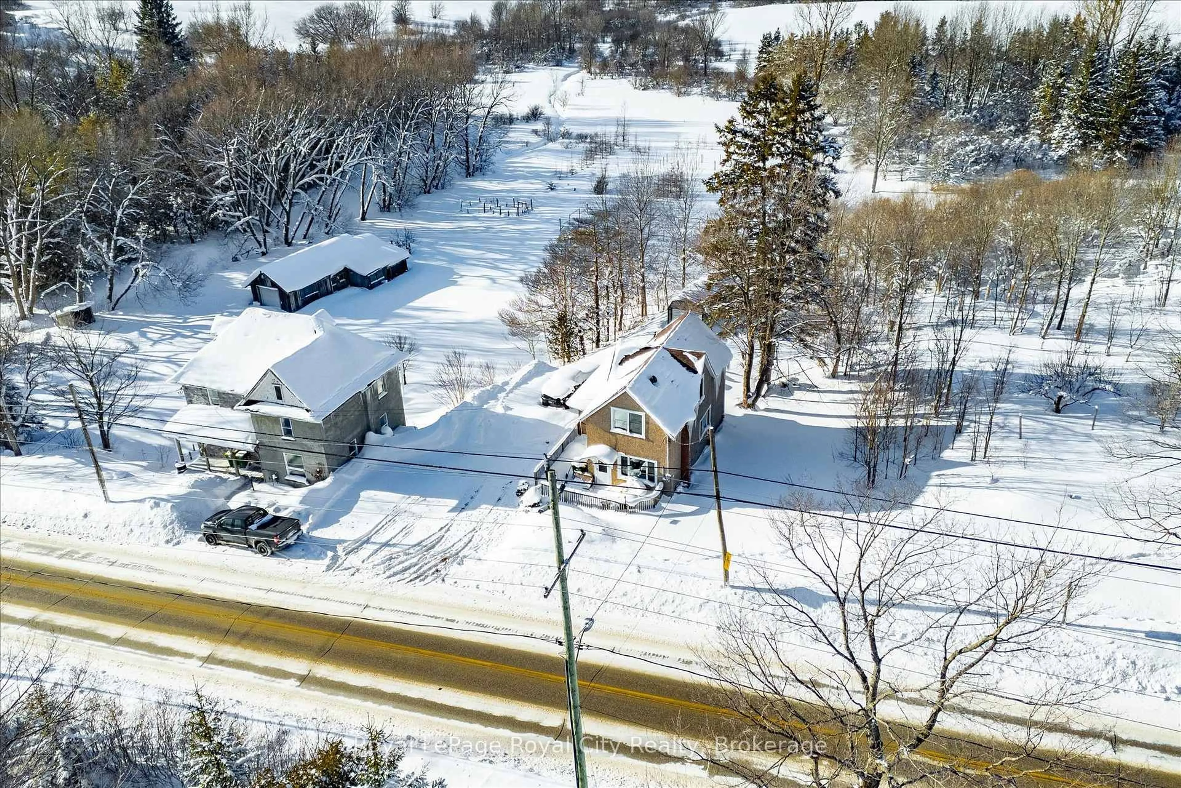 A pic from outside/outdoor area/front of a property/back of a property/a pic from drone, street for 400075 Grey Road 4, Grey Highlands Ontario N0C 1L0