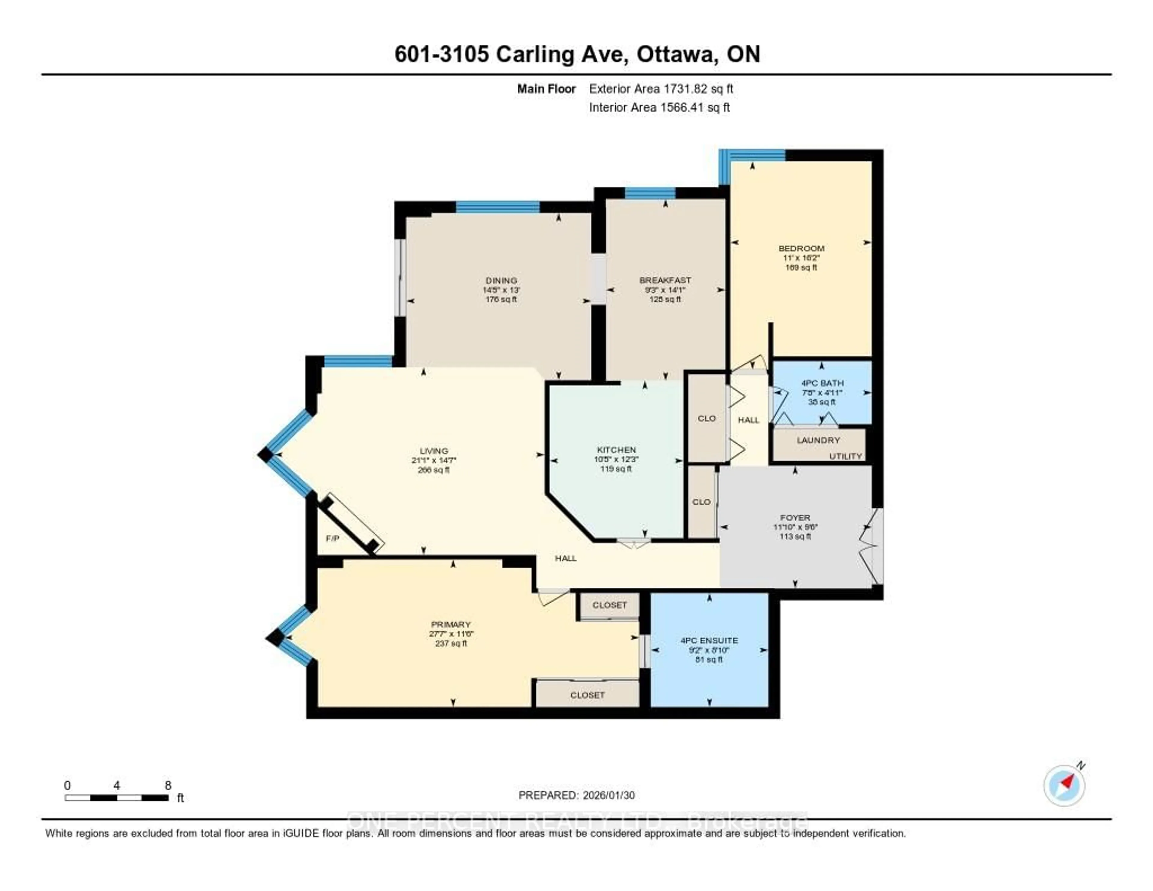 Floor plan for 3105 Carling Ave #601, Ottawa Ontario K2H 5A6
