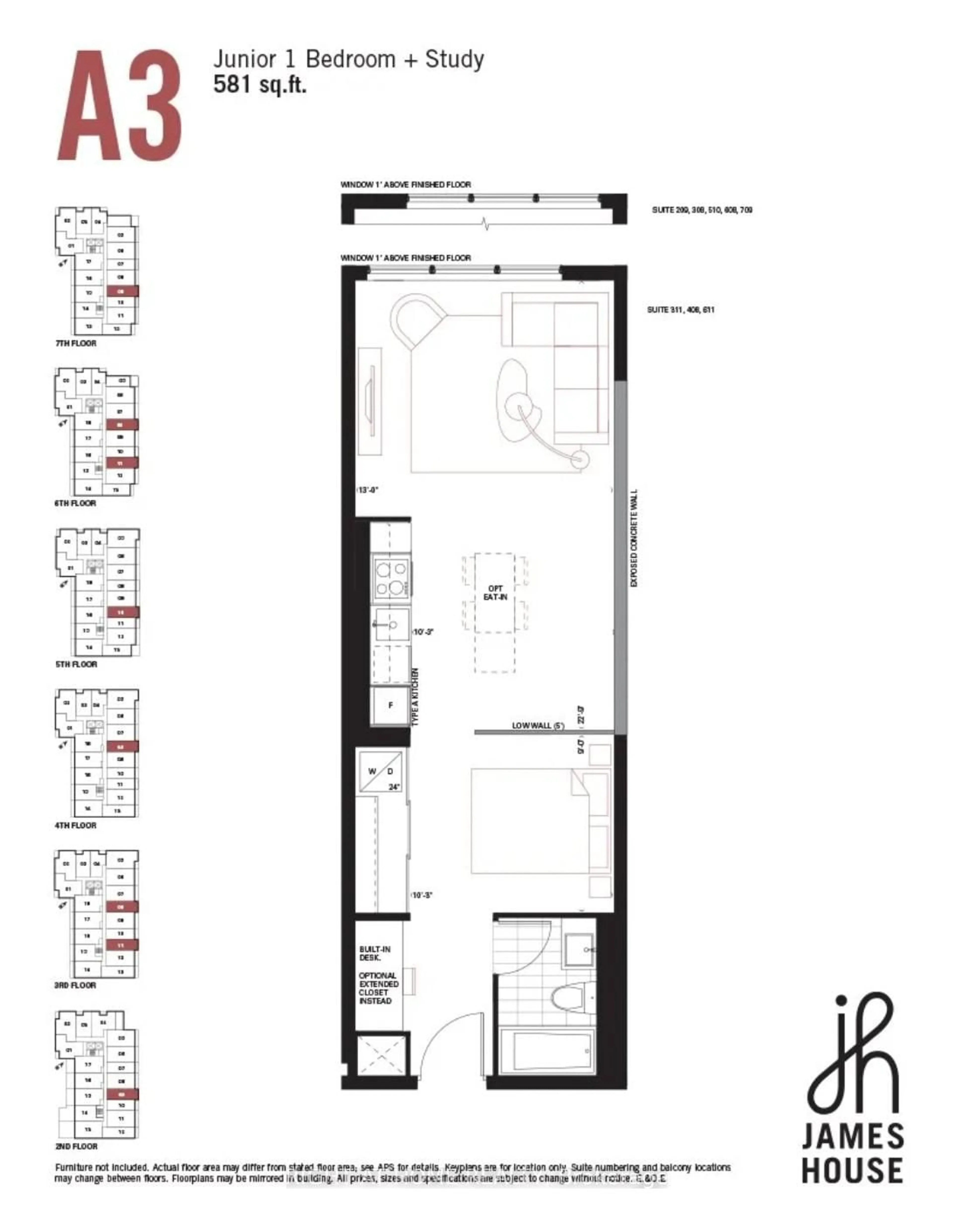 Floor plan for 10 James St #207, Ottawa Ontario K2P 1T2