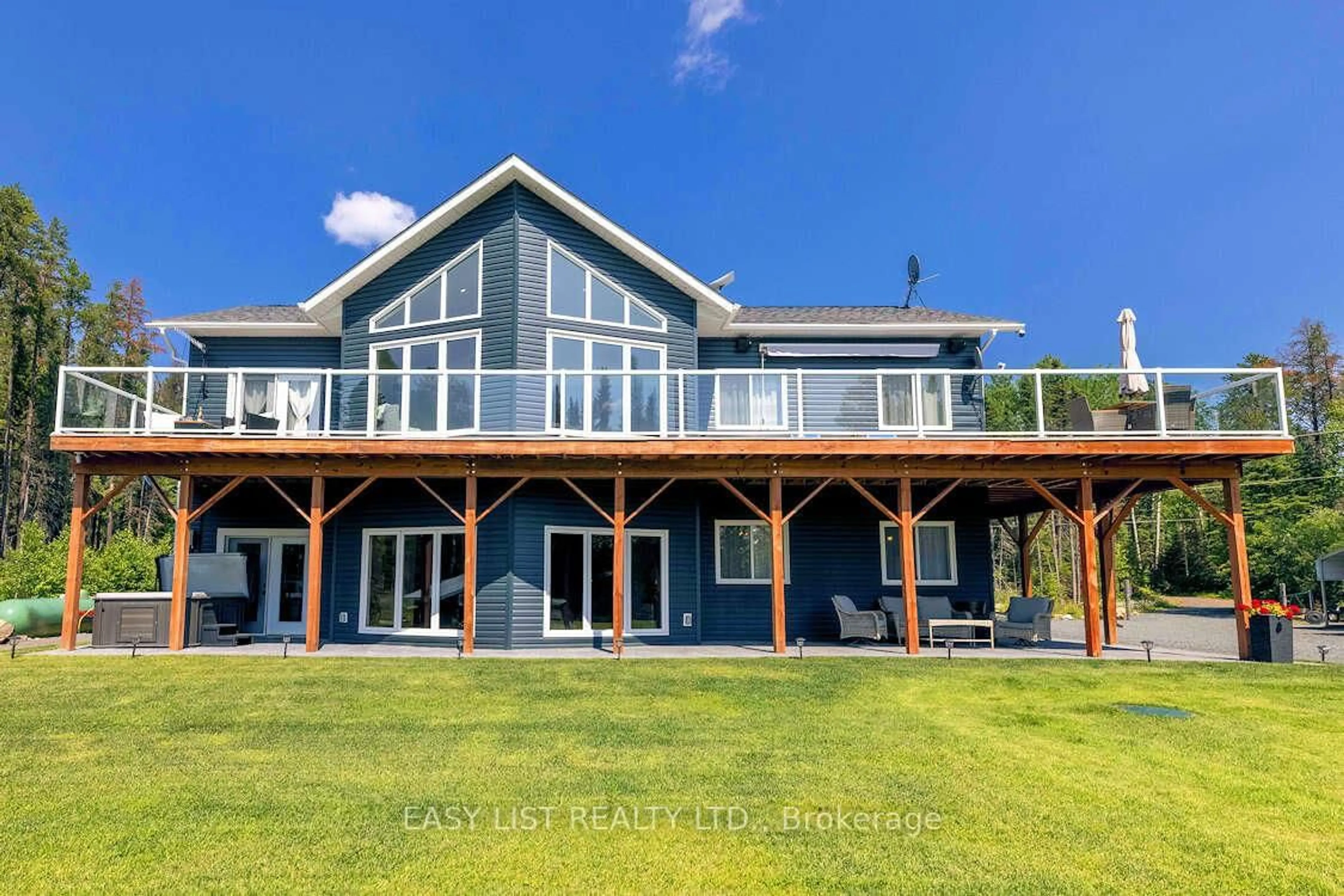 A pic from outside/outdoor area/front of a property/back of a property/a pic from drone, water/lake/river/ocean view for 16 McLeish Lake, Thunder Bay Ontario P7A 8E4