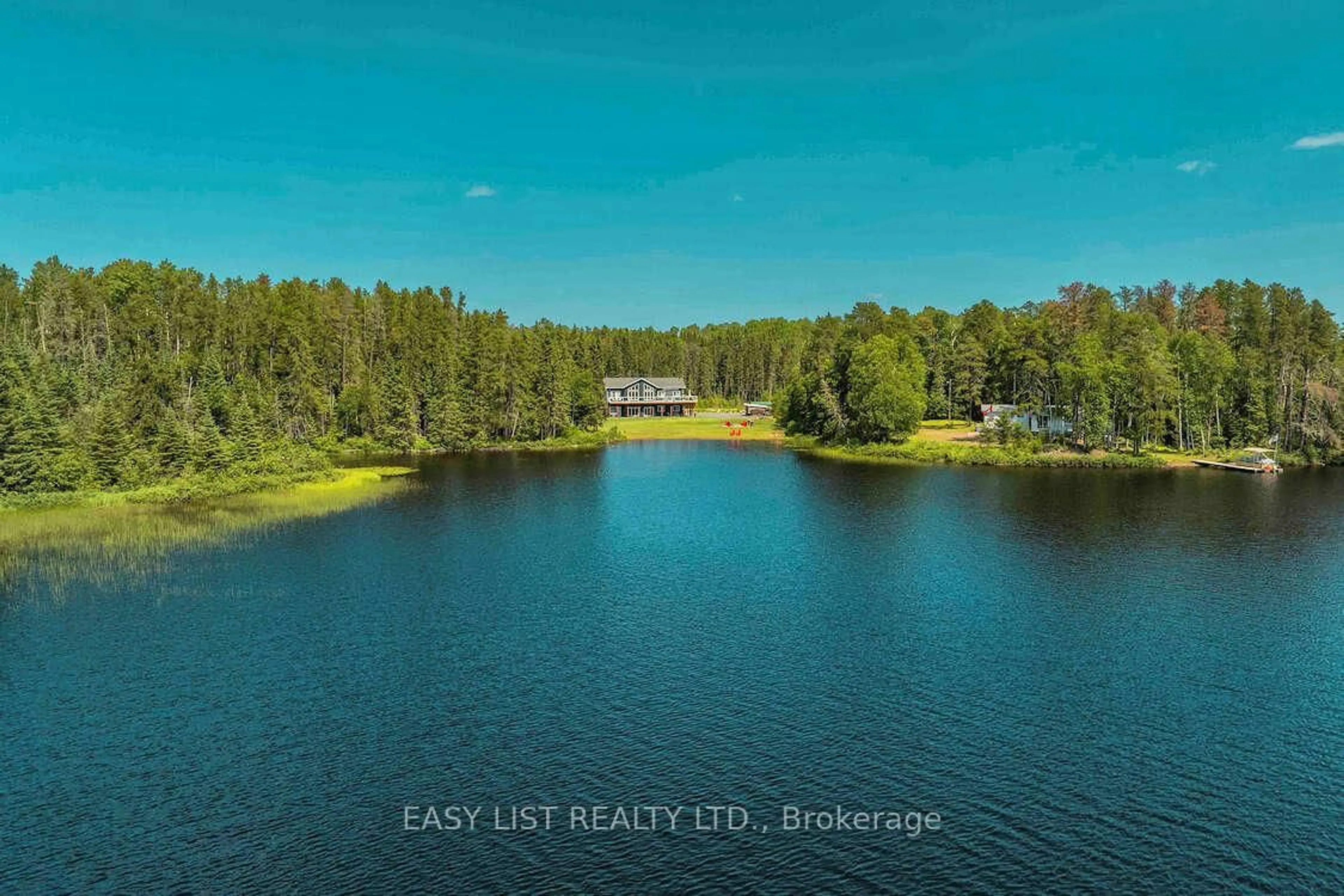 A pic from outside/outdoor area/front of a property/back of a property/a pic from drone, water/lake/river/ocean view for 16 McLeish Lake, Thunder Bay Ontario P7A 8E4