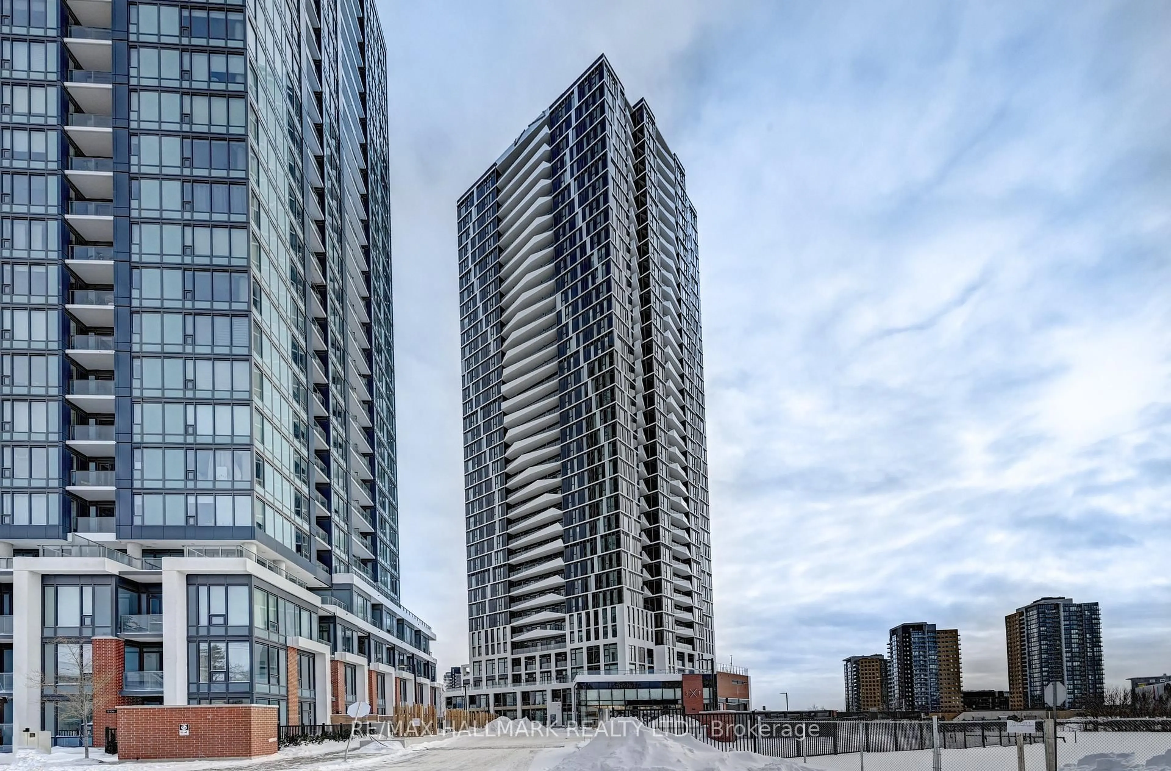 A pic from outside/outdoor area/front of a property/back of a property/a pic from drone, city buildings view from balcony for 25 Wellington St #705, Kitchener Ontario N2G 0G5