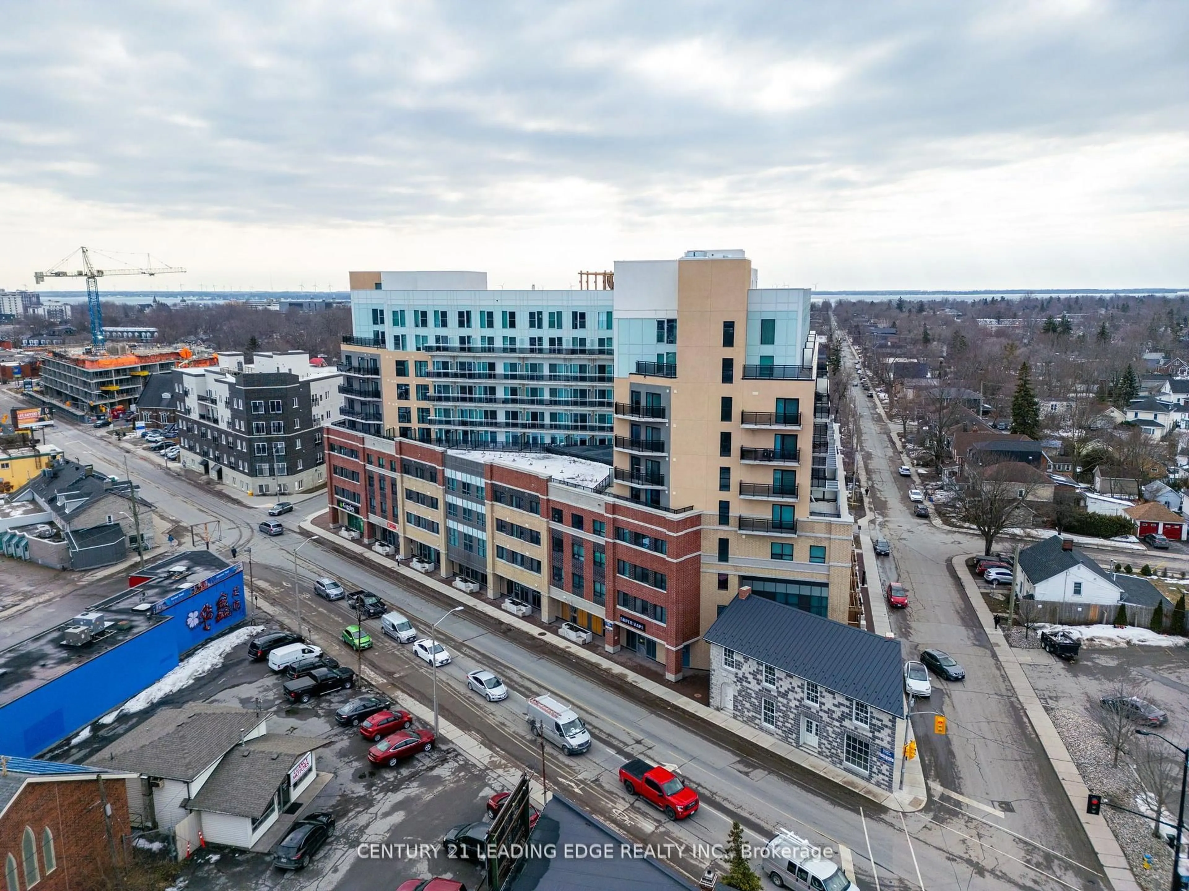 A pic from outside/outdoor area/front of a property/back of a property/a pic from drone, city buildings view from balcony for 652 Princess St #521, Kingston Ontario K7L 1E5