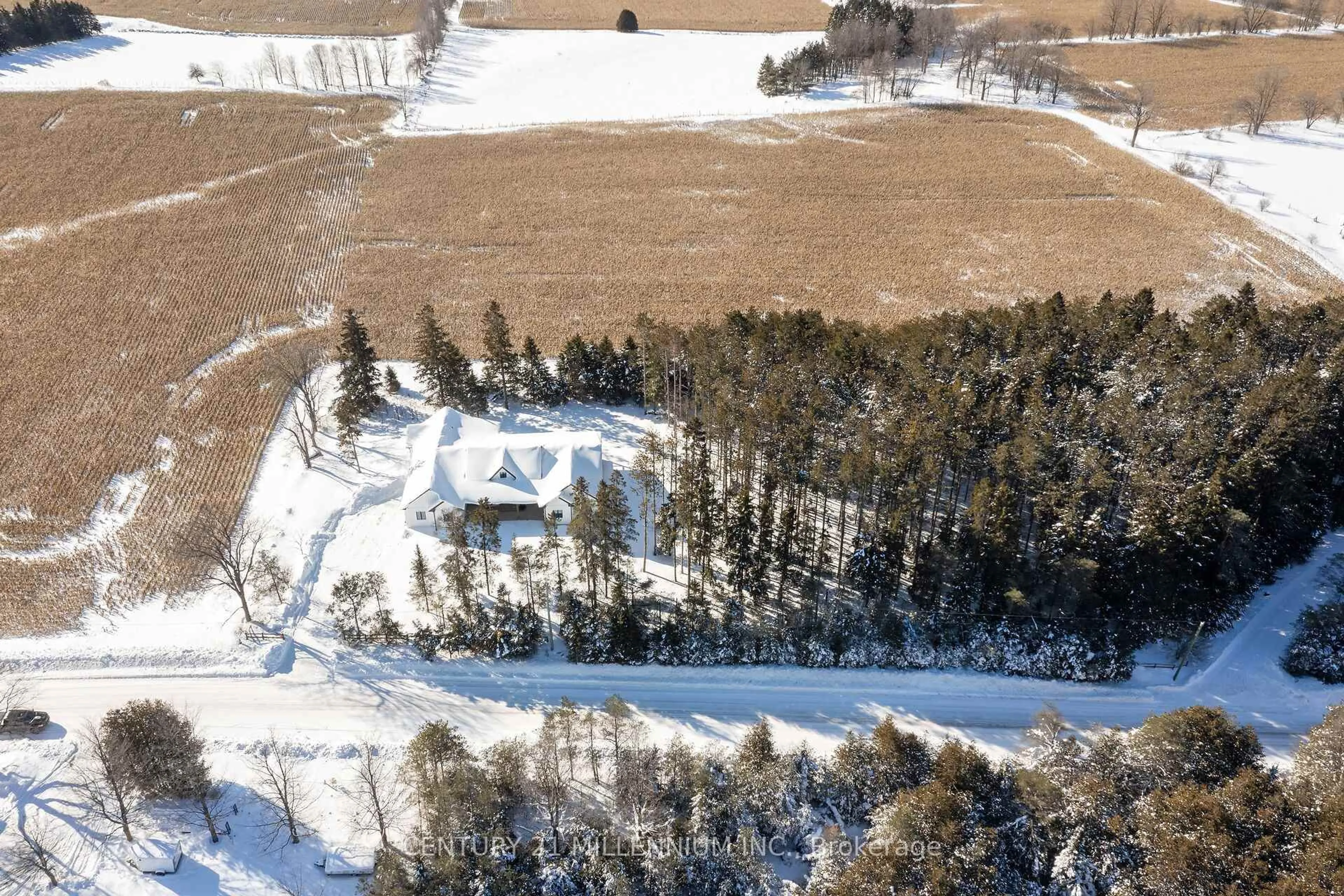 A pic from outside/outdoor area/front of a property/back of a property/a pic from drone, forest/trees view for 5450 Fifth Line, Erin Ontario N0B 1T0