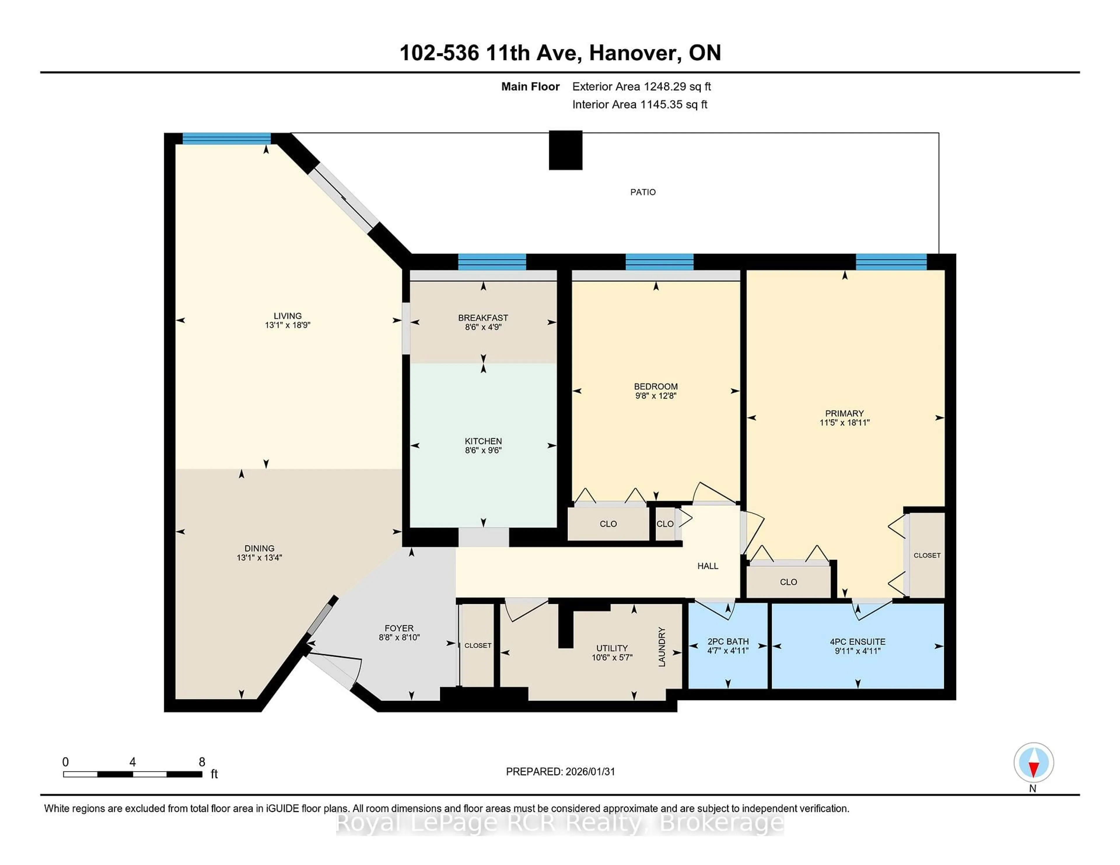 Floor plan for 536 11th Ave #102, Hanover Ontario N4N 2S4