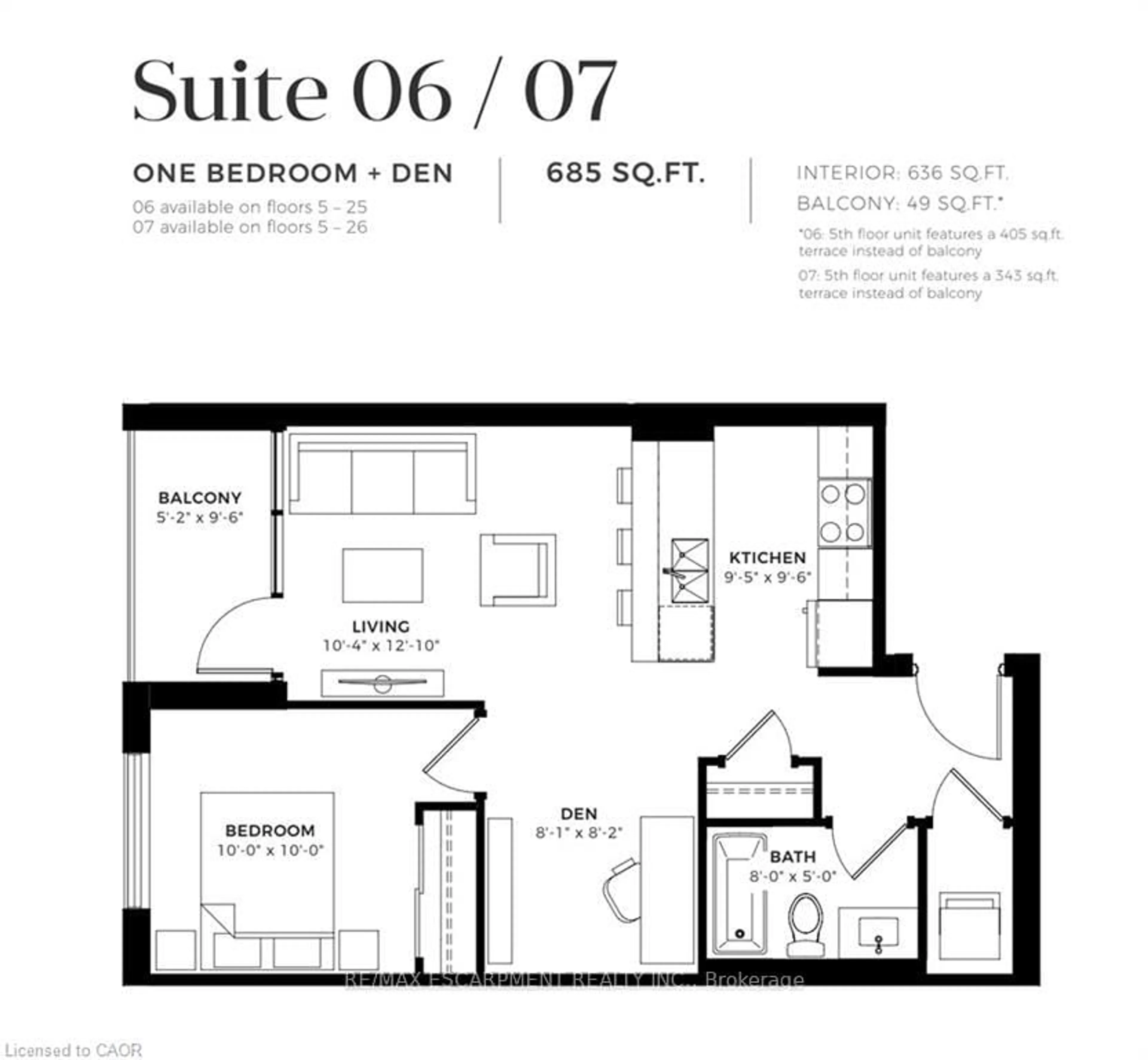 Floor plan for 108 Garment St #1007, Waterloo Ontario N2G 0E2