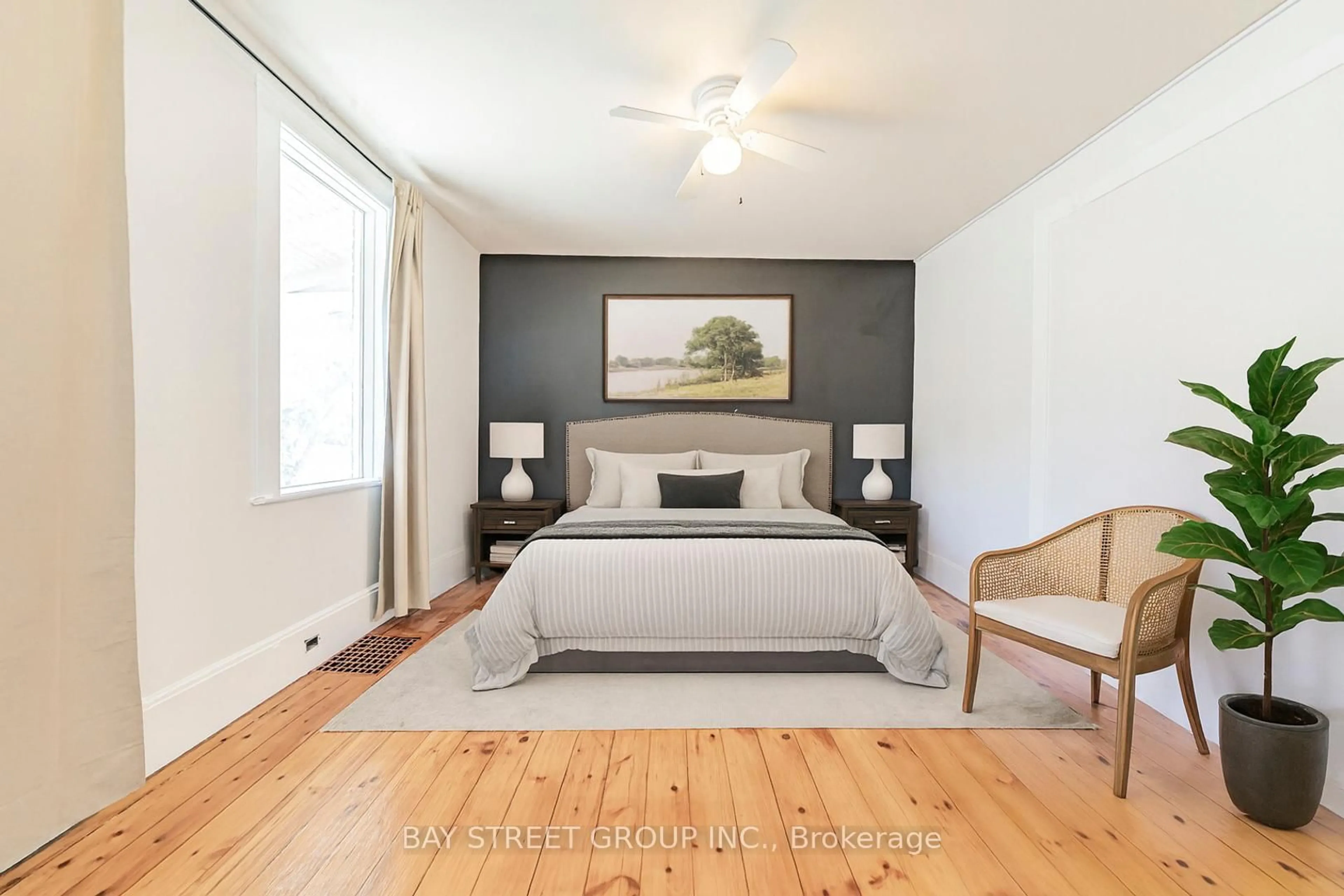 Bedroom with bed, wood/laminate floor for 64 Sherbourne St, Port Hope Ontario L1A 1H2