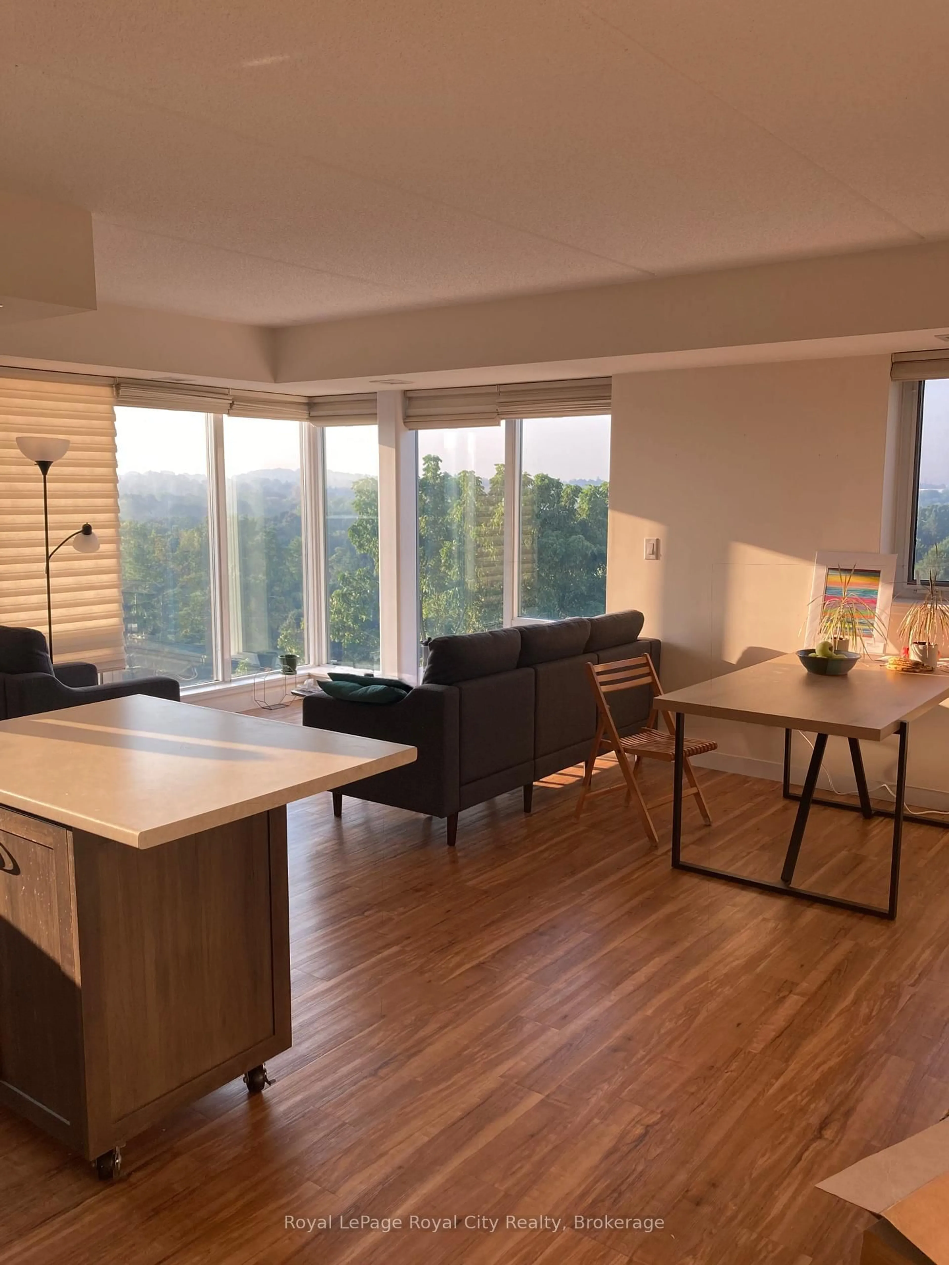 Living room with furniture, wood/laminate floor for 5 Gordon St #605, Guelph Ontario N1H 4G8