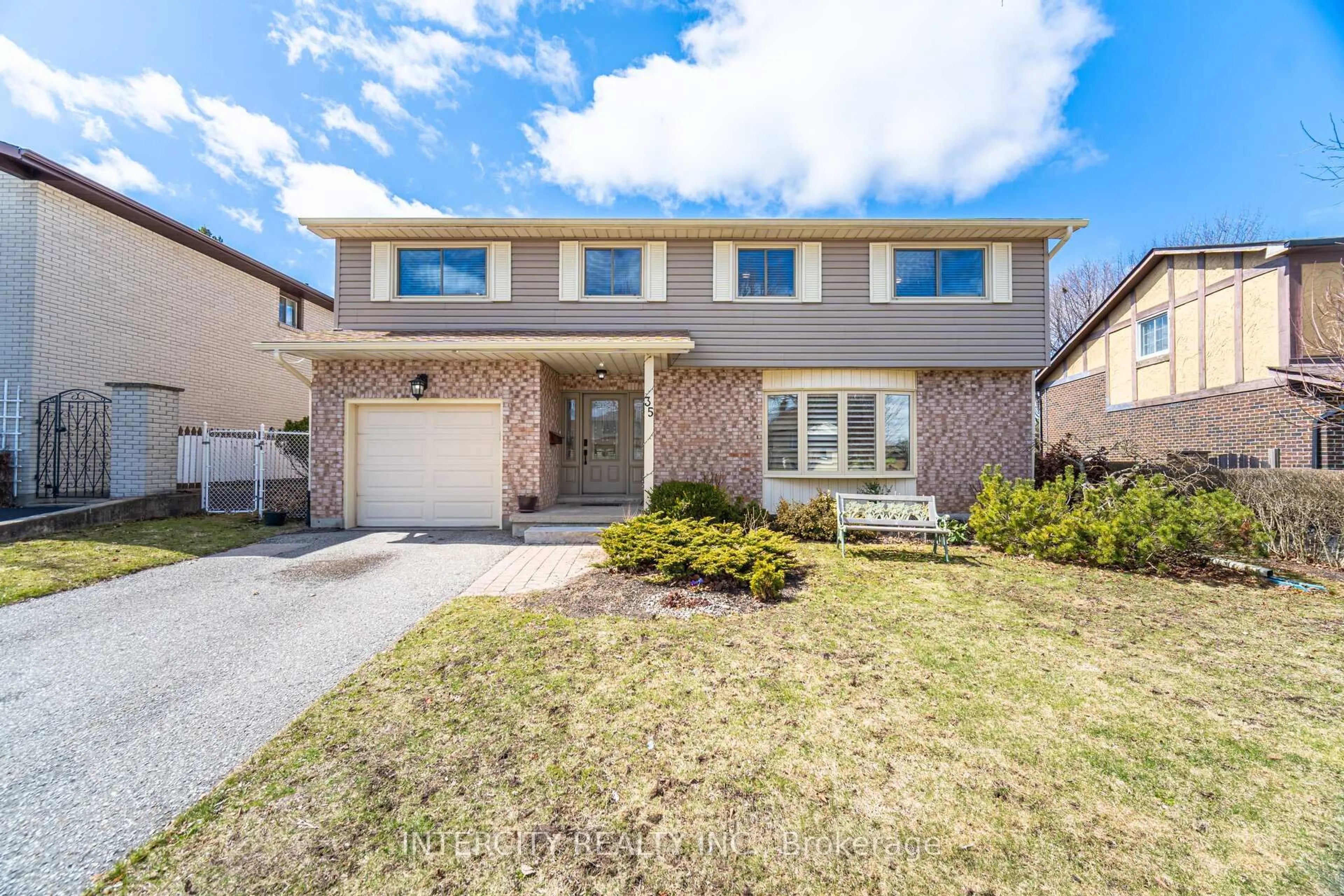 Home with brick exterior material, street for 35 Lower Canada Cres, Kitchener Ontario N2P 1E9