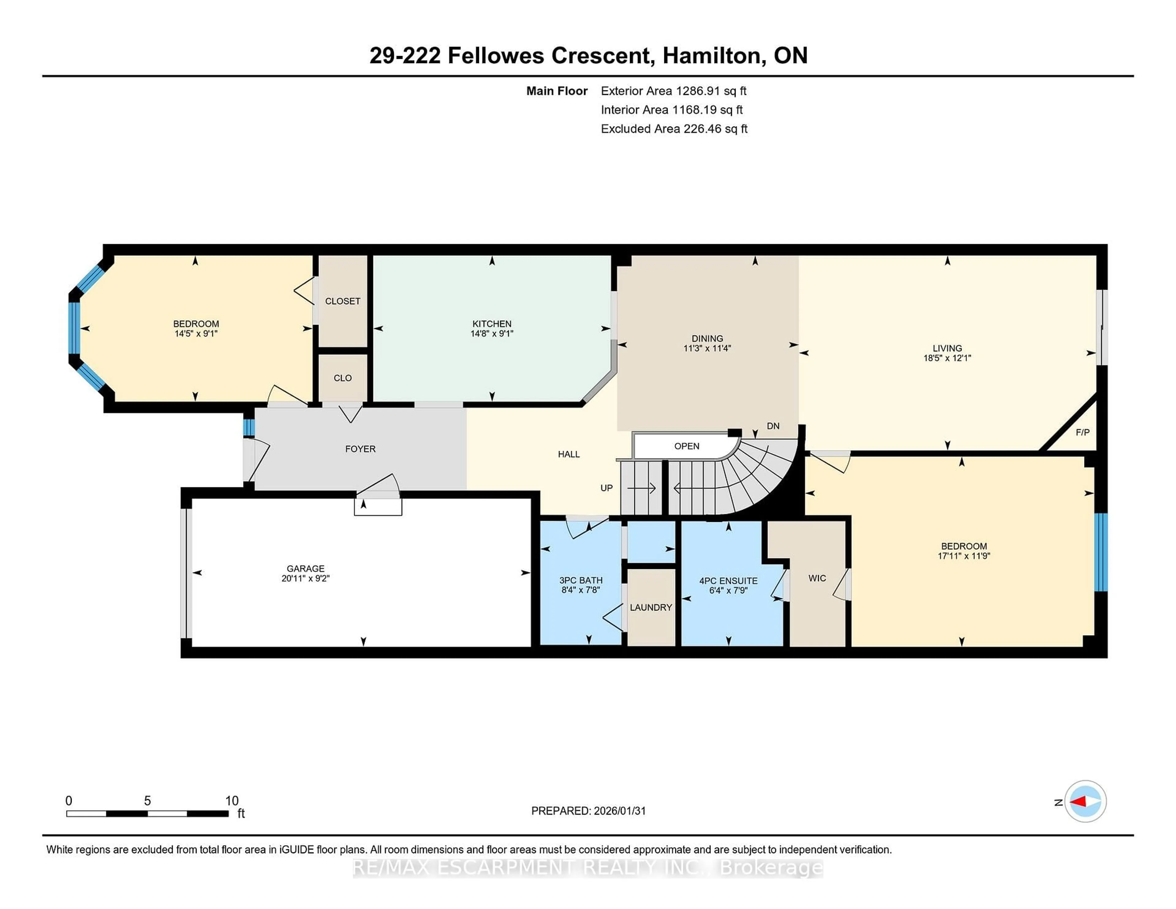 Floor plan for 222 Fellowes Cres #29, Hamilton Ontario L8B 0R1