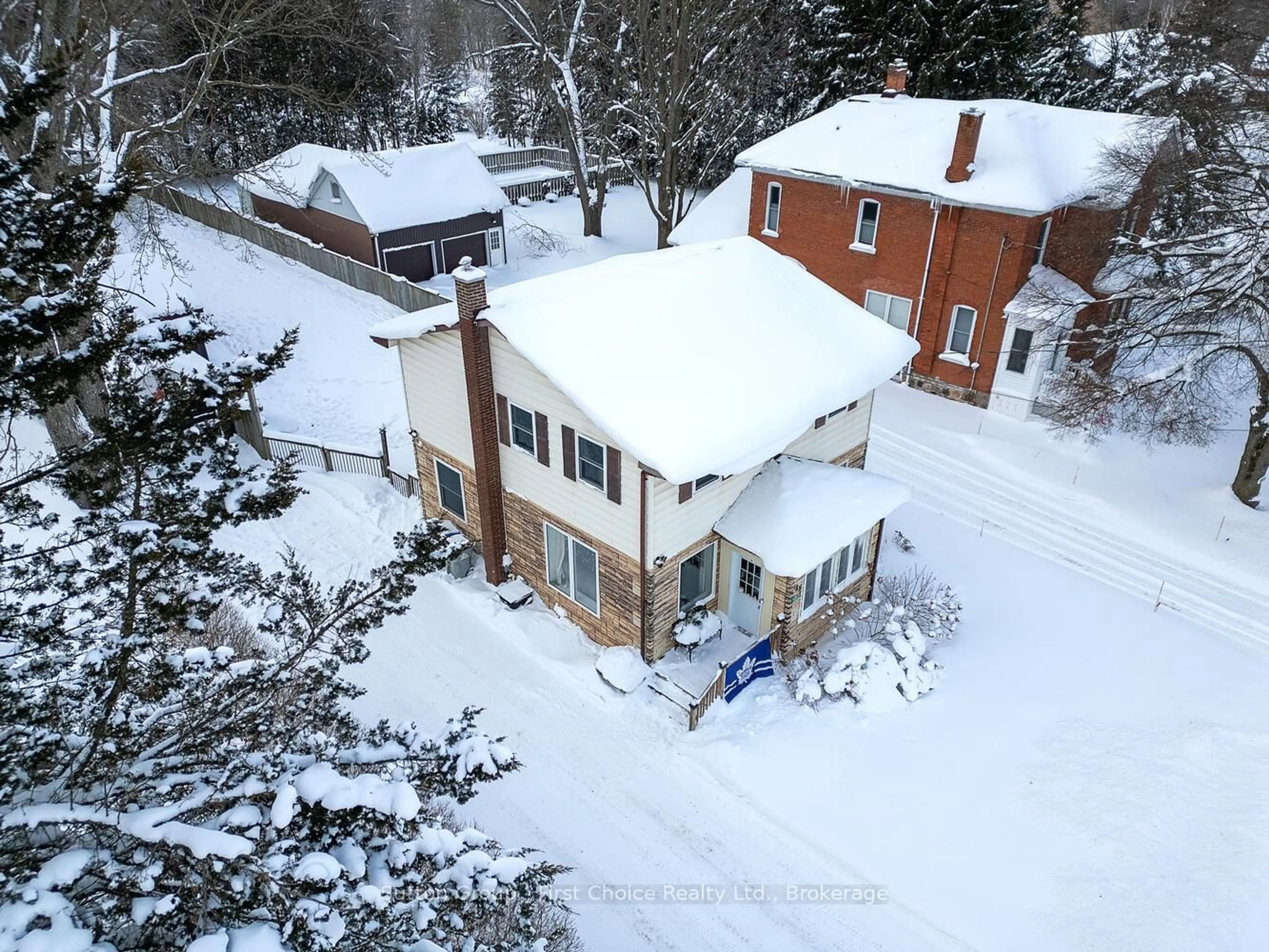A pic from outside/outdoor area/front of a property/back of a property/a pic from drone, street for 183 Huron Rd, Perth South Ontario N0K 1X0