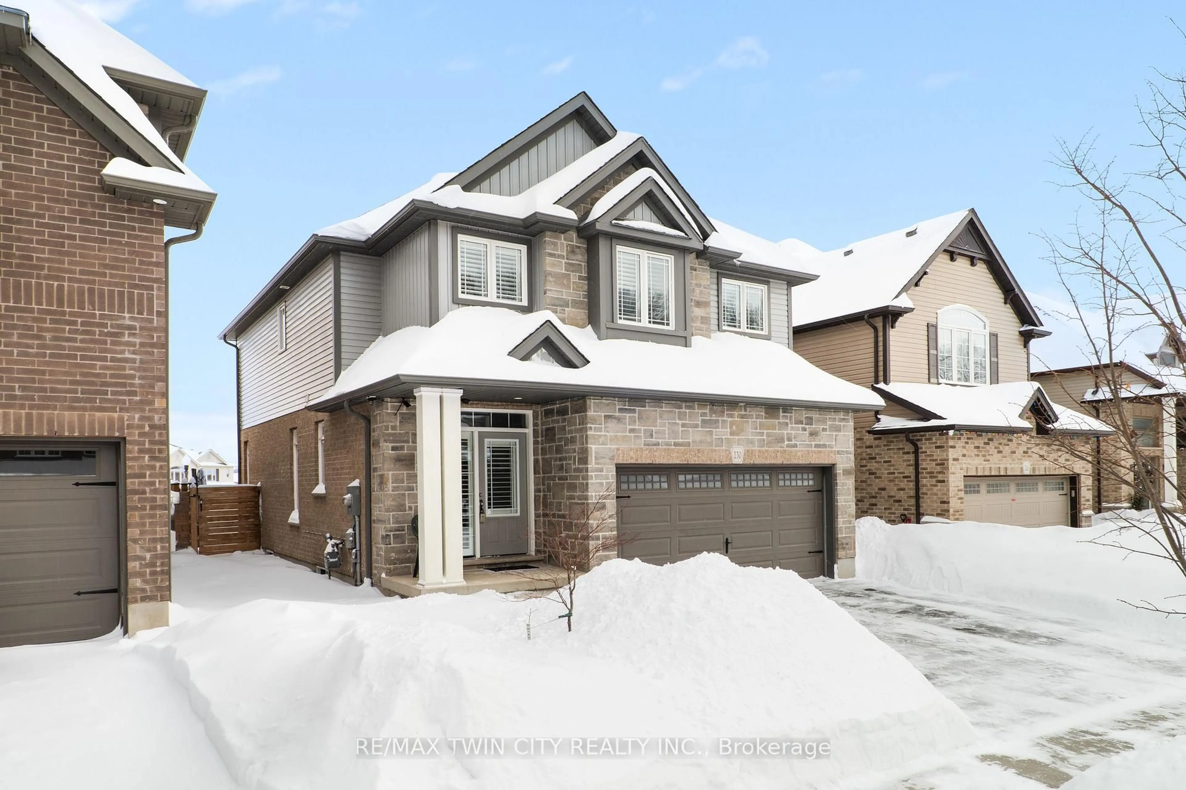 Home with brick exterior material, street for 130 Elmbank Tr, Kitchener Ontario N2R 0H2