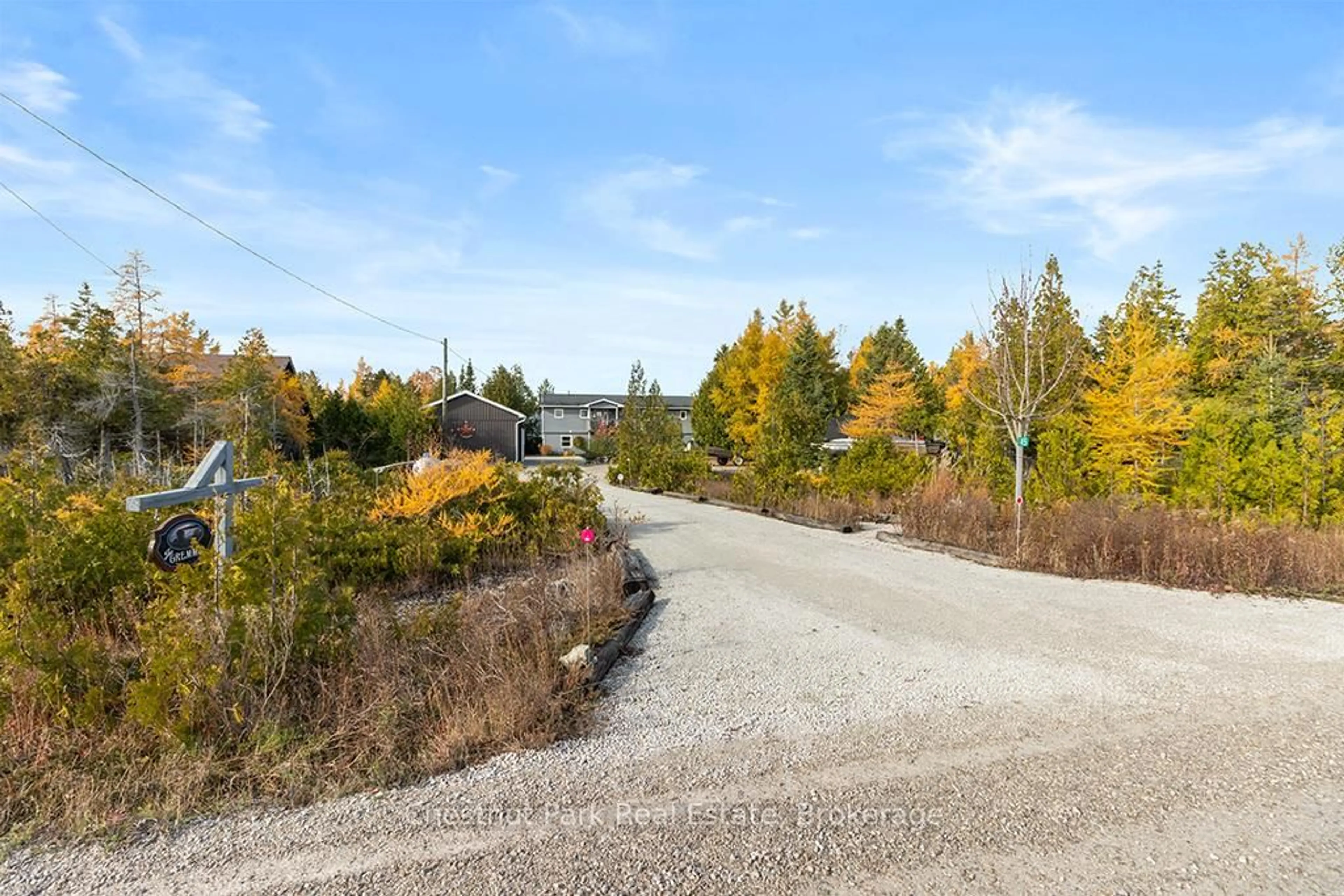 A pic from outside/outdoor area/front of a property/back of a property/a pic from drone, forest/trees view for 45 Pedwell Dr, Northern Bruce Peninsula Ontario N0H 2R0