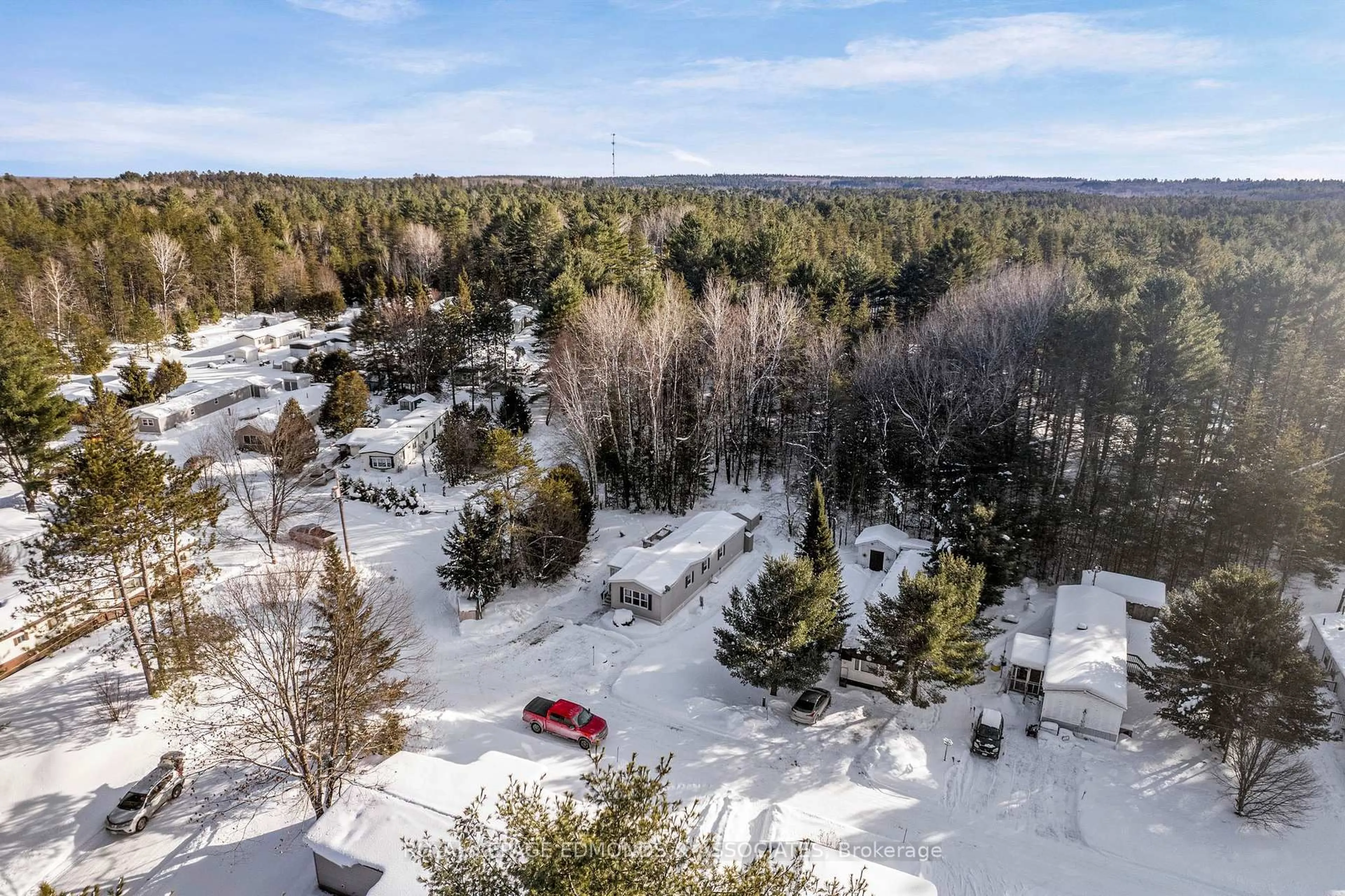 A pic from outside/outdoor area/front of a property/back of a property/a pic from drone, forest/trees view for 5 Hunter's Run Lane, Chalk River Ontario K0J 1J0