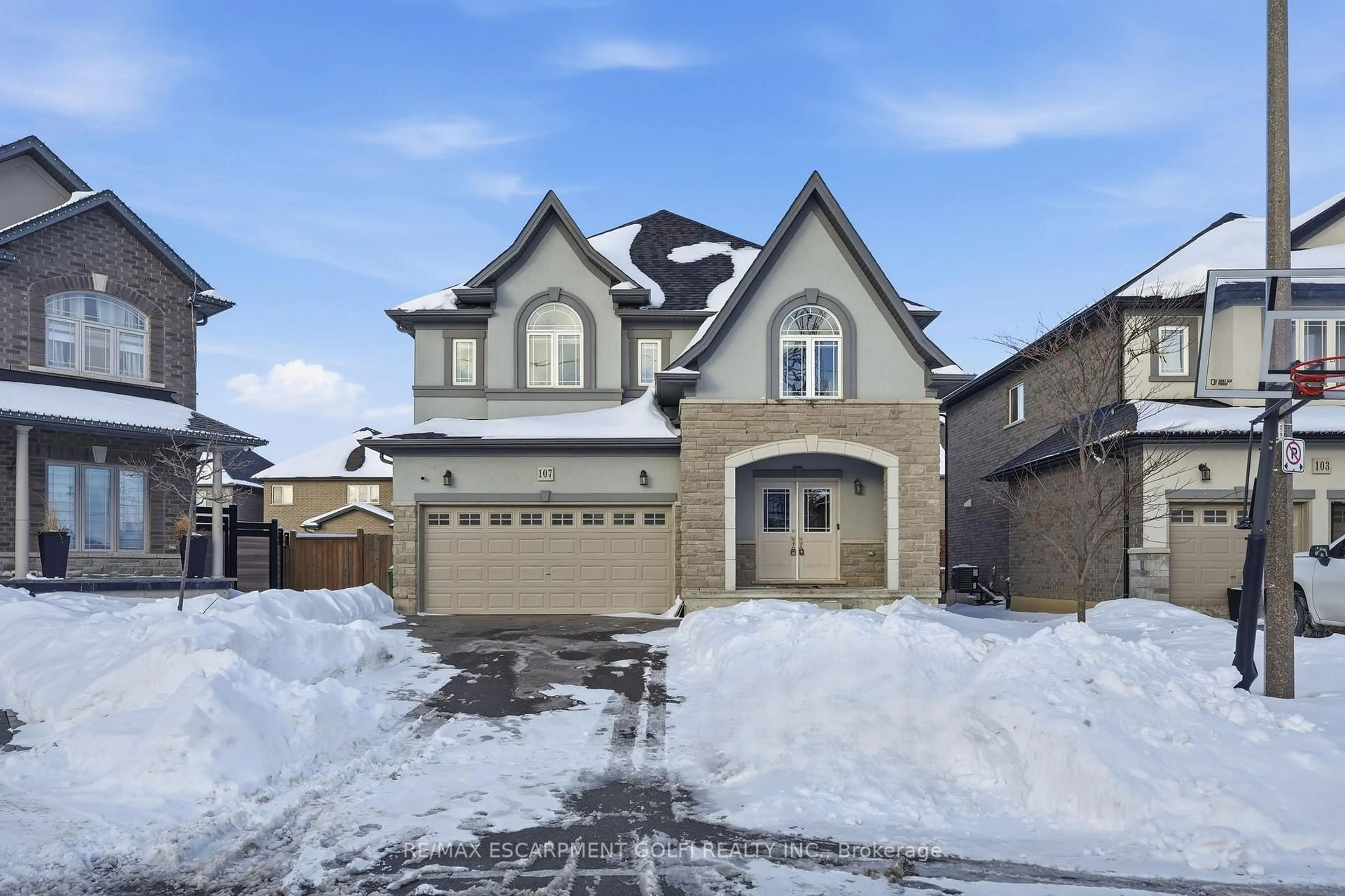 Home with brick exterior material, street for 107 Dolomiti Crt, Hamilton Ontario L0R 1P0