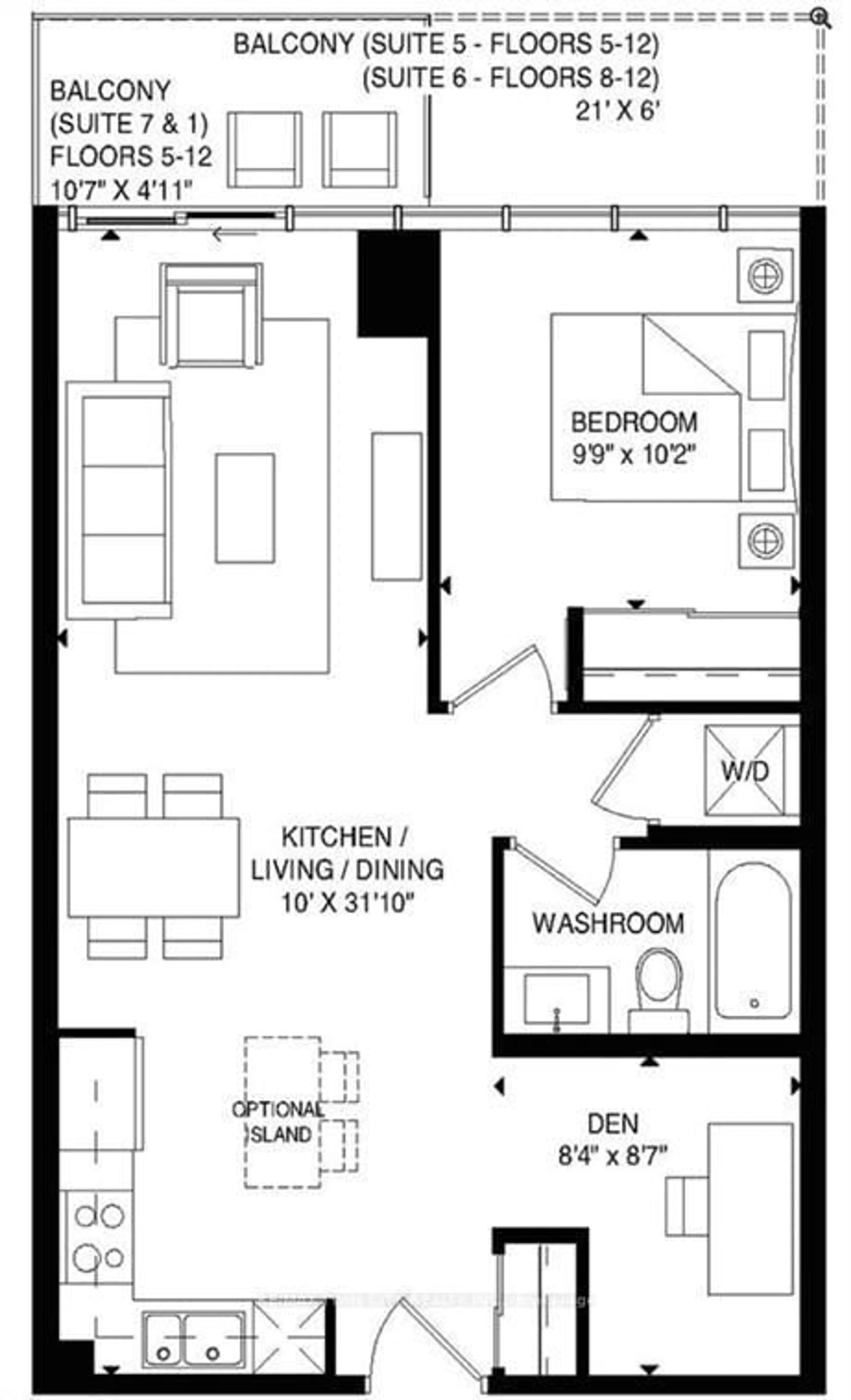 Floor plan for 128 King St #807, Waterloo Ontario N2J 0E9