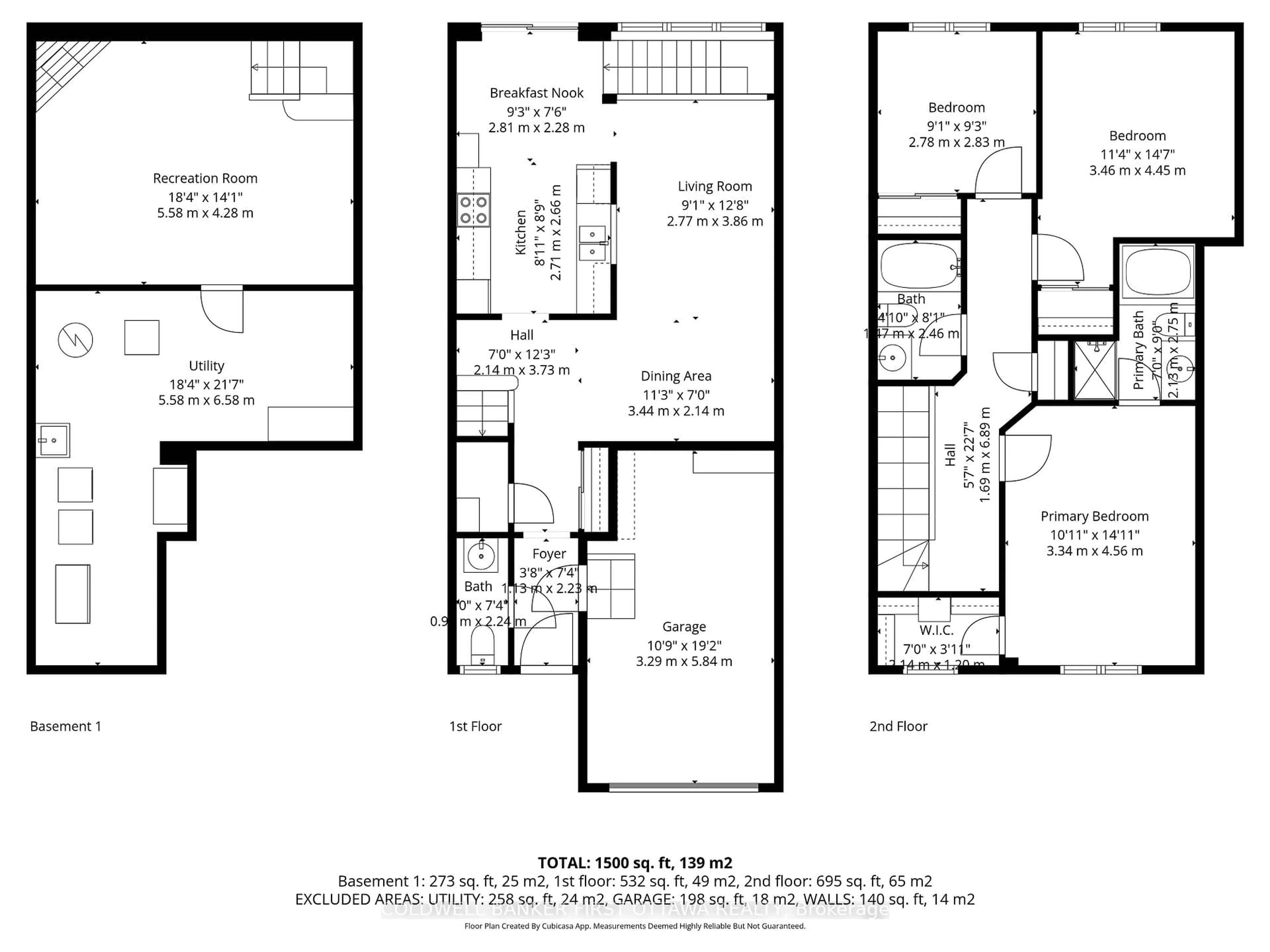 Floor plan for 575 ASHBOURNE Cres, Ottawa Ontario K2J 0P5