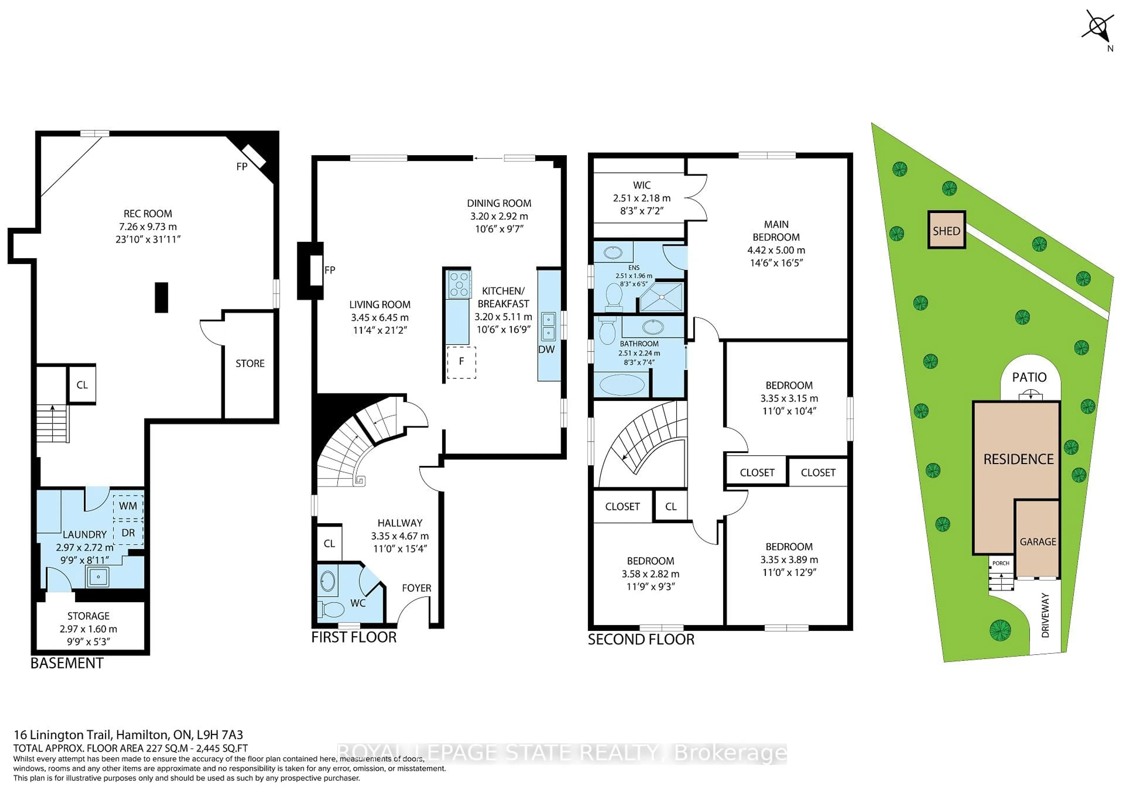 Floor plan for 16 Linington Tr, Hamilton Ontario L9H 7A3