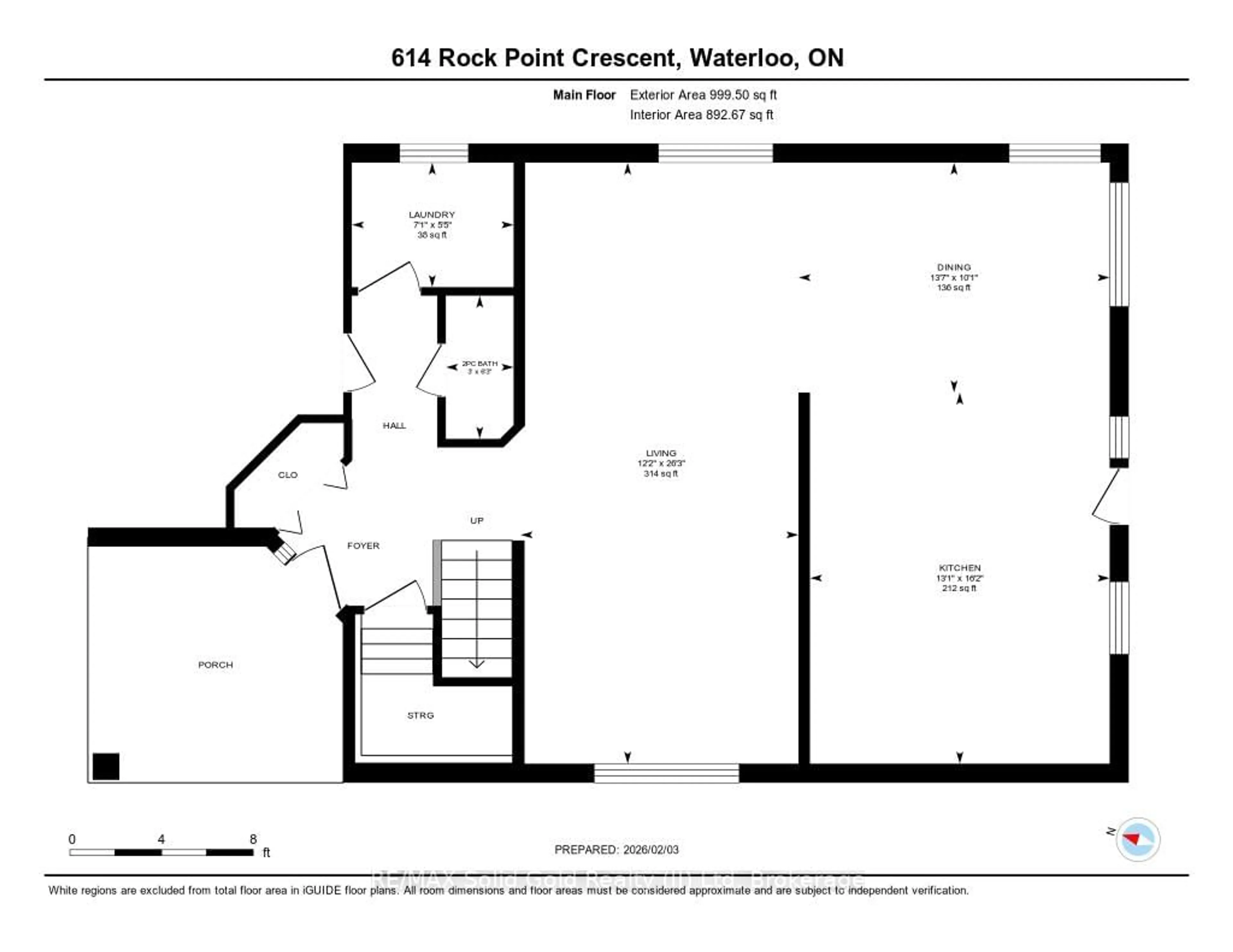 Floor plan for 614 Rock Point Cres, Waterloo Ontario N2V 2K3