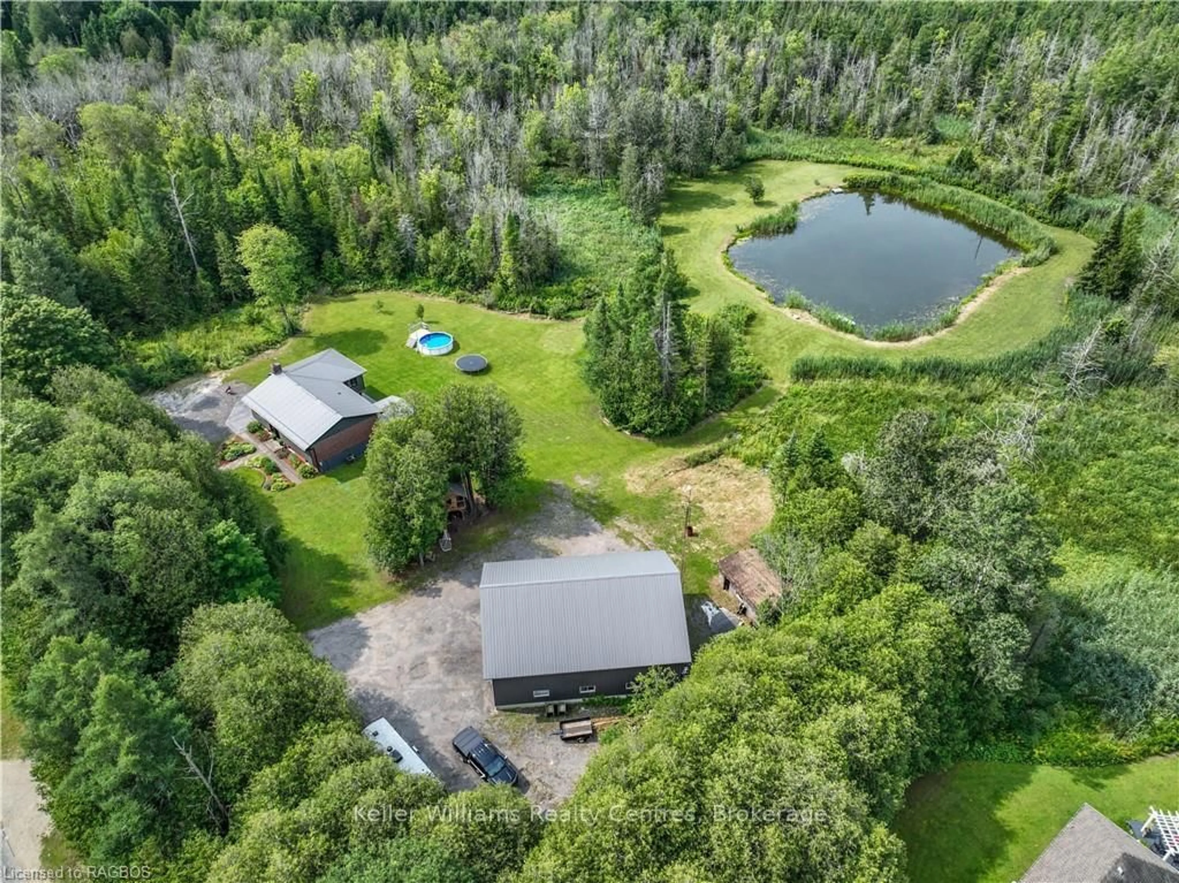 A pic from outside/outdoor area/front of a property/back of a property/a pic from drone, water/lake/river/ocean view for 173680 MULOCK Rd, West Grey Ontario N4N 3B9
