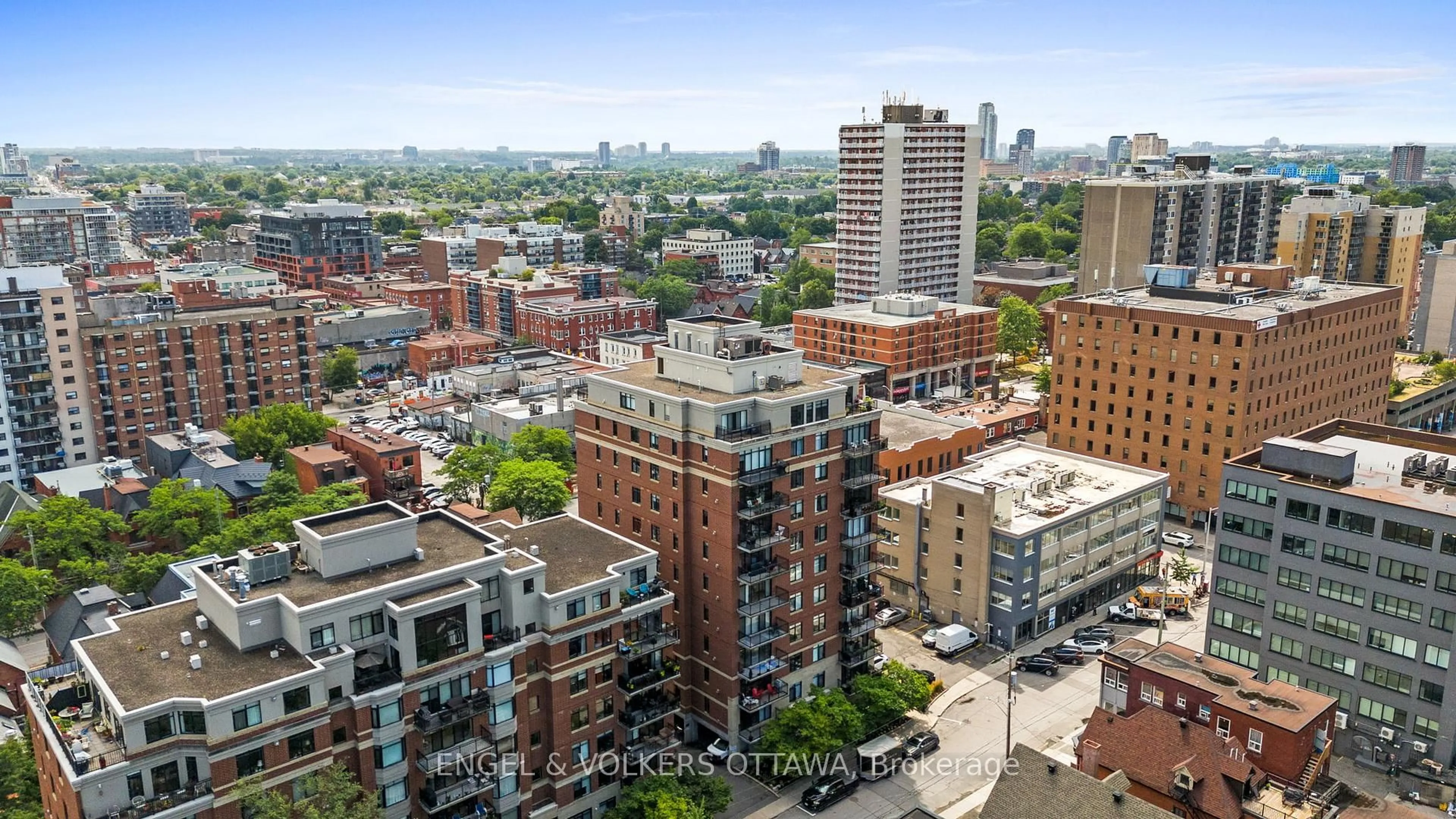 A pic from outside/outdoor area/front of a property/back of a property/a pic from drone, city buildings view from balcony for 374 Cooper St #703, Ottawa Ontario K2P 2P4