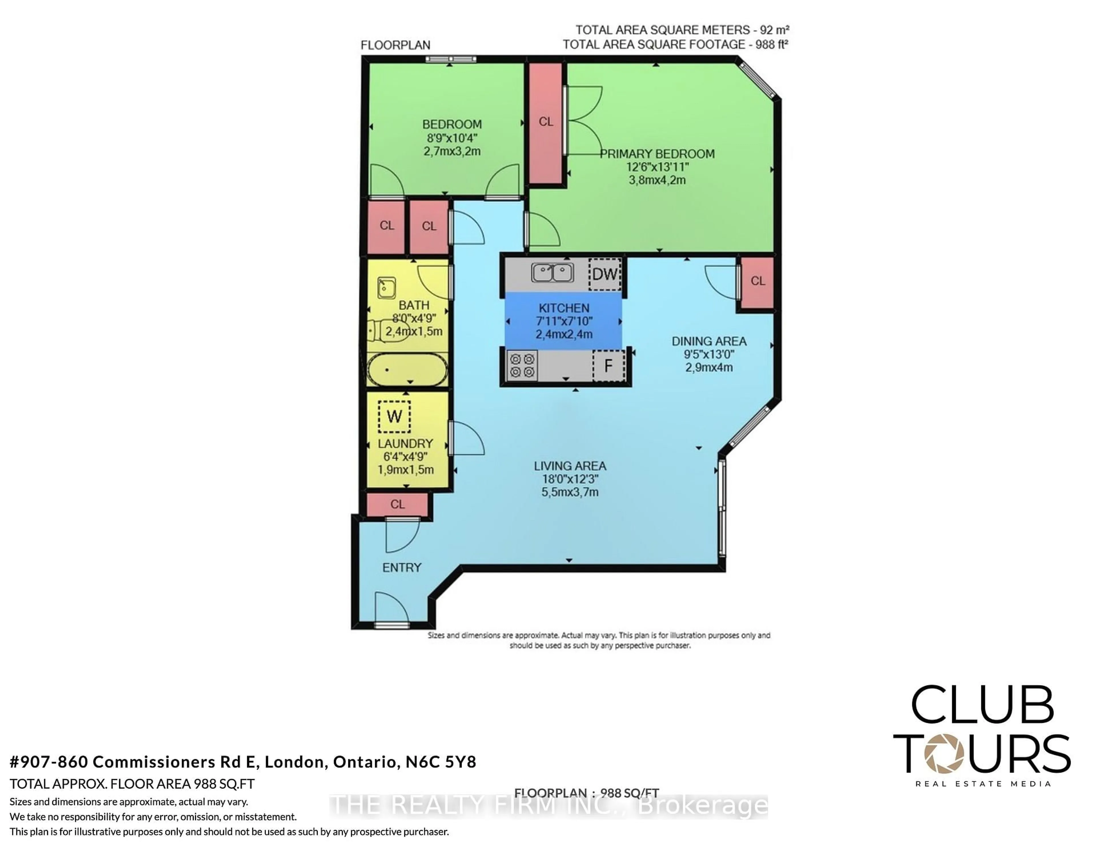 Floor plan for 860 Commissioners Rd #907, London South Ontario N6C 5Y8