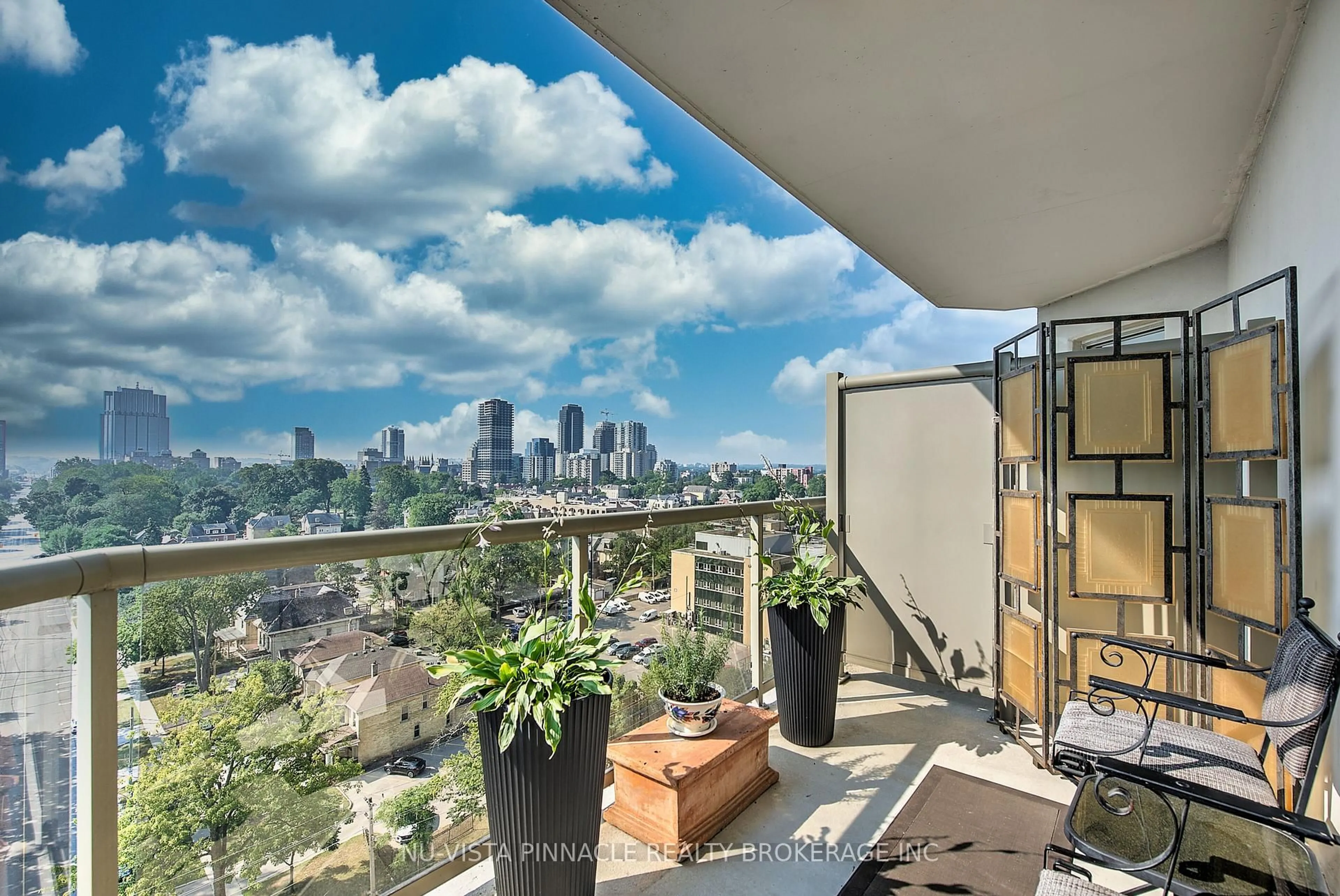 Balcony in the apartment, city buildings view from balcony for 250 Pall Mall St #1203, London East Ontario N6A 6K3