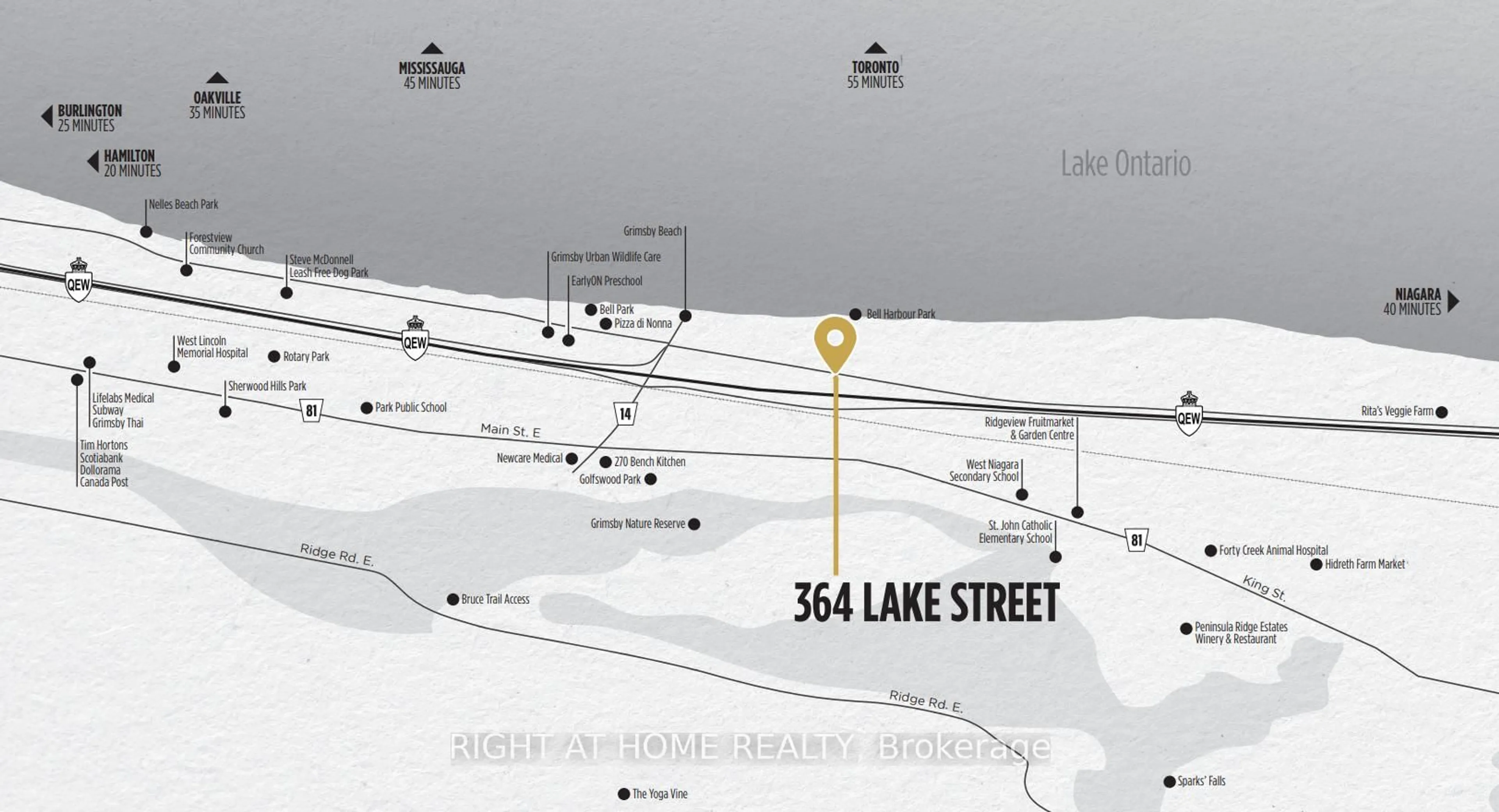 Picture of a map for 364 Lake St, Grimsby Ontario L3M 4M5